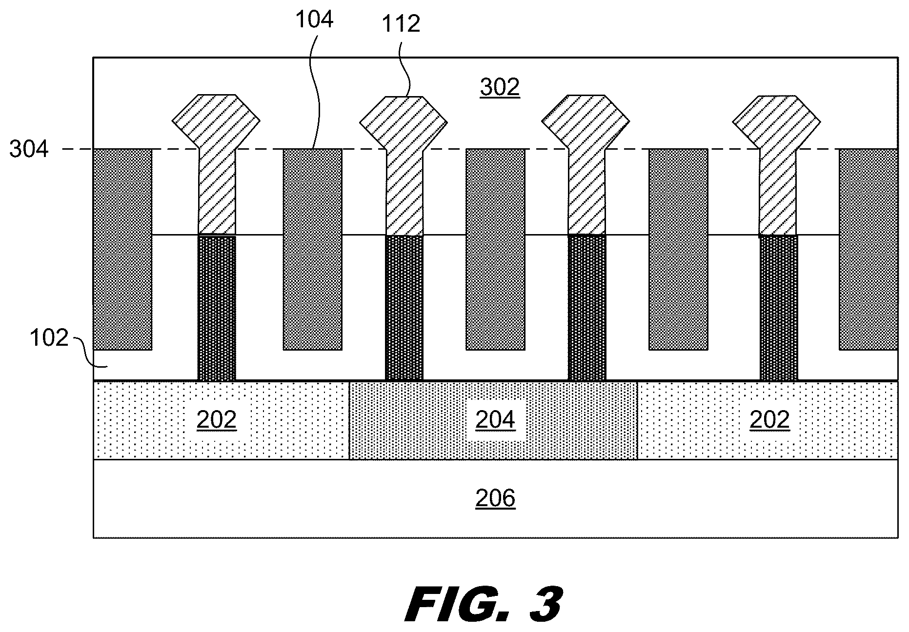 Patent US12317549 Figure 4 – Dielectric fin structures with varying height