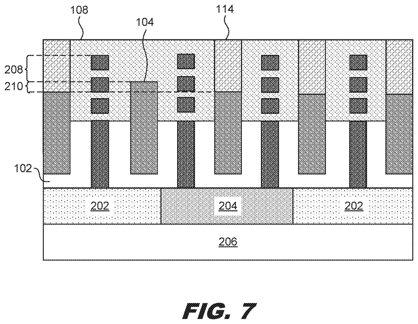 Patent US12317549 Figure 8 – Dielectric fin structures with varying height