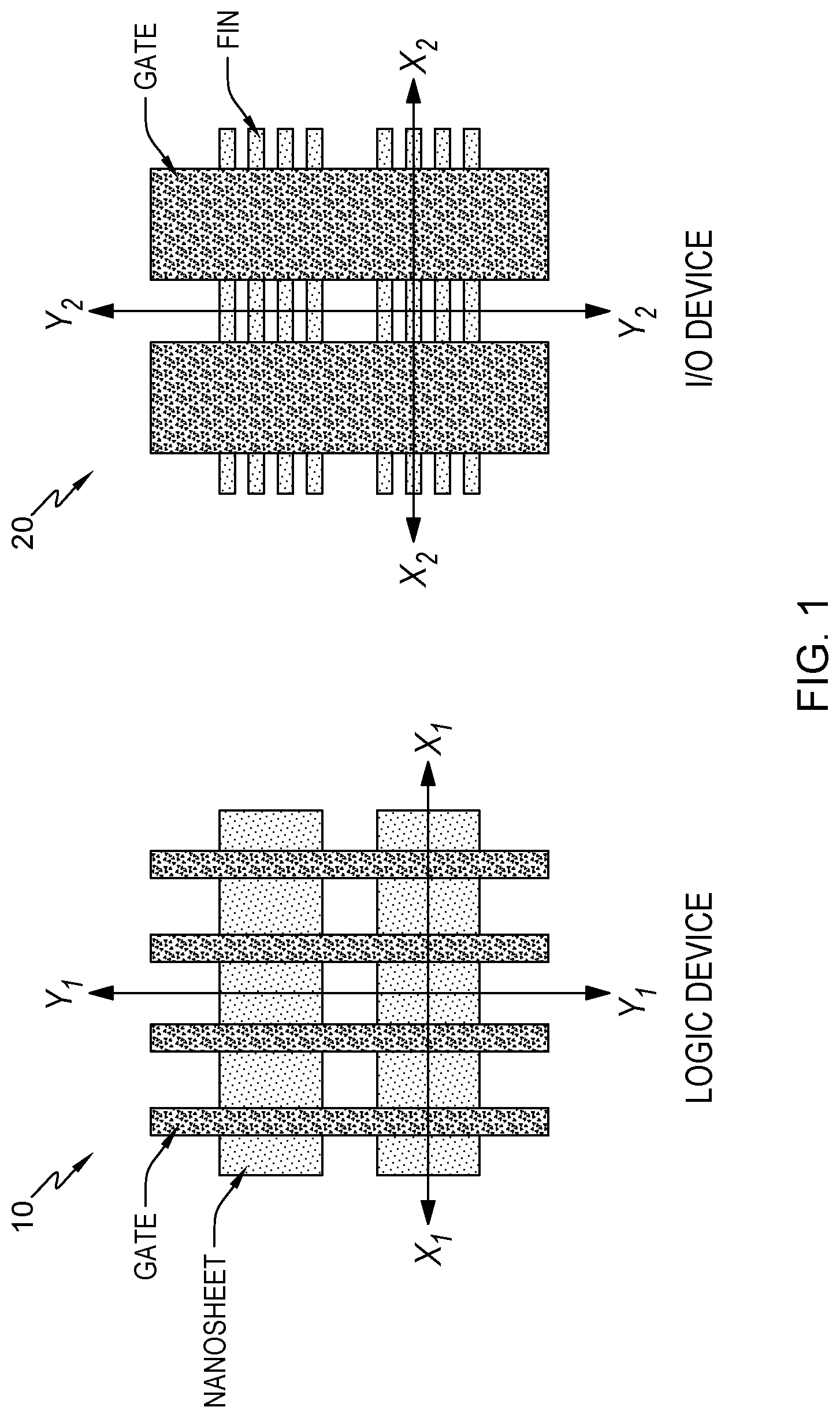 Patent US12317555 Figure 1 – Gate-all-around nanosheet field effect transistor integrated with fin field effect transistor