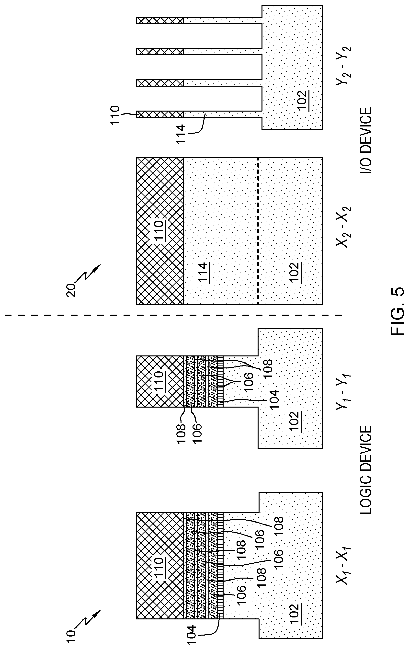 Patent US12317555 Figure 5 – Gate-all-around nanosheet field effect transistor integrated with fin field effect transistor