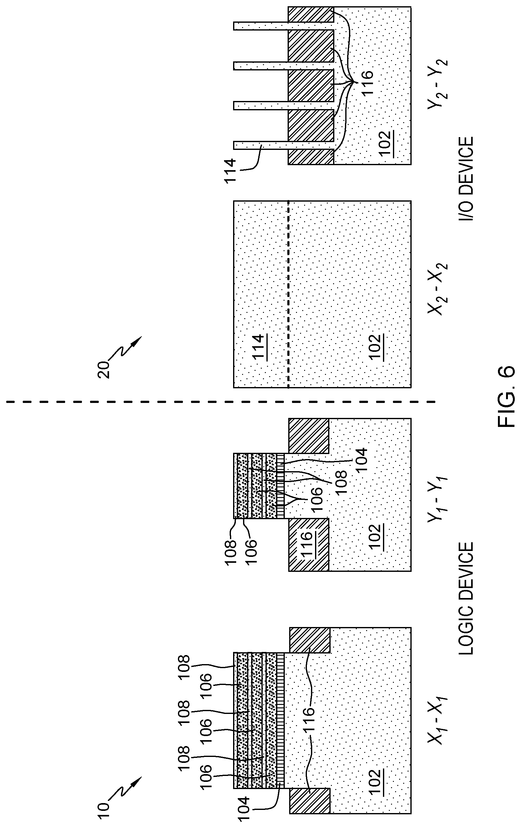 Patent US12317555 Figure 6 – Gate-all-around nanosheet field effect transistor integrated with fin field effect transistor