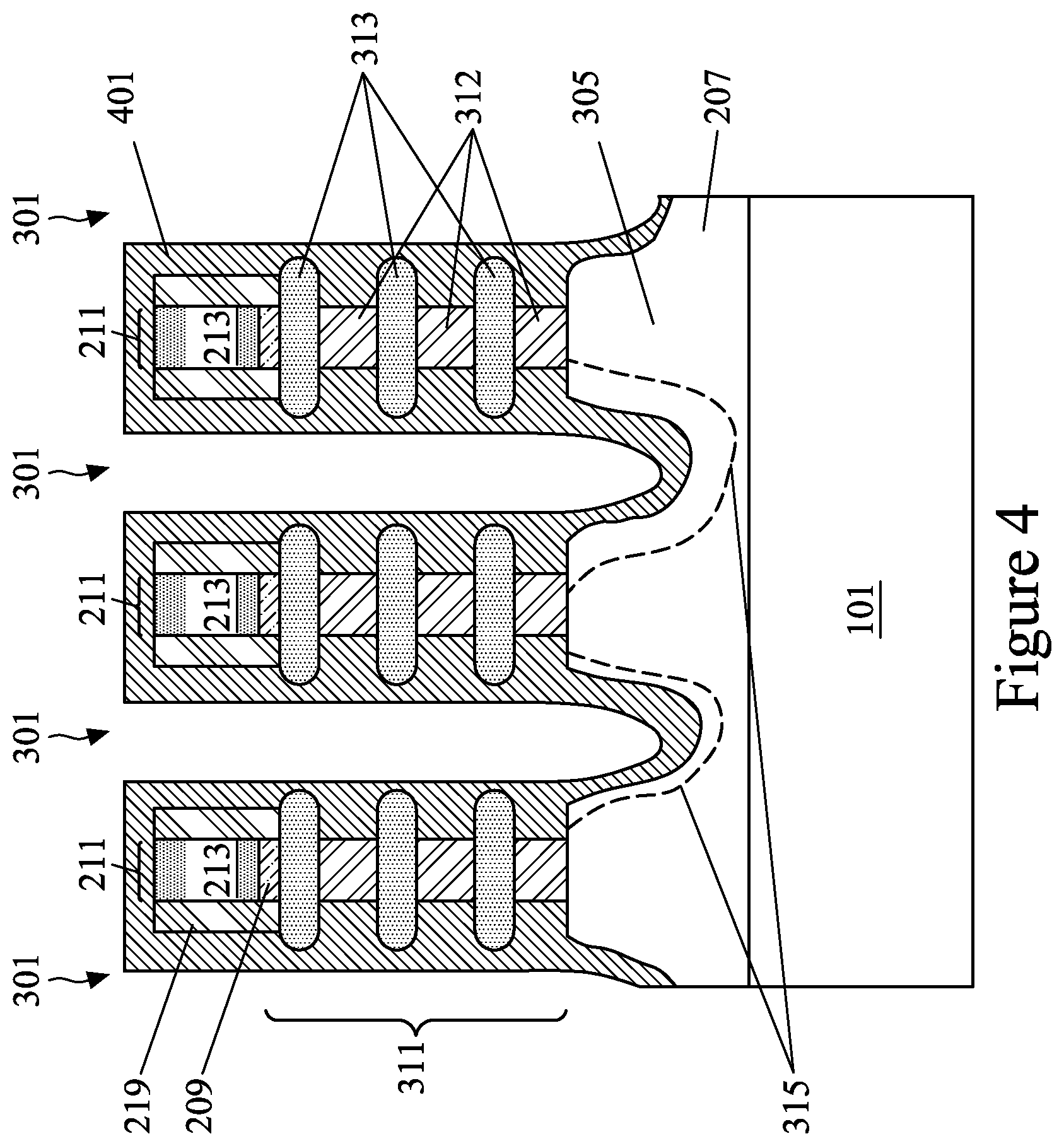 Patent US12317556 Figure 4 – Semiconductor devices and methods of manufacture