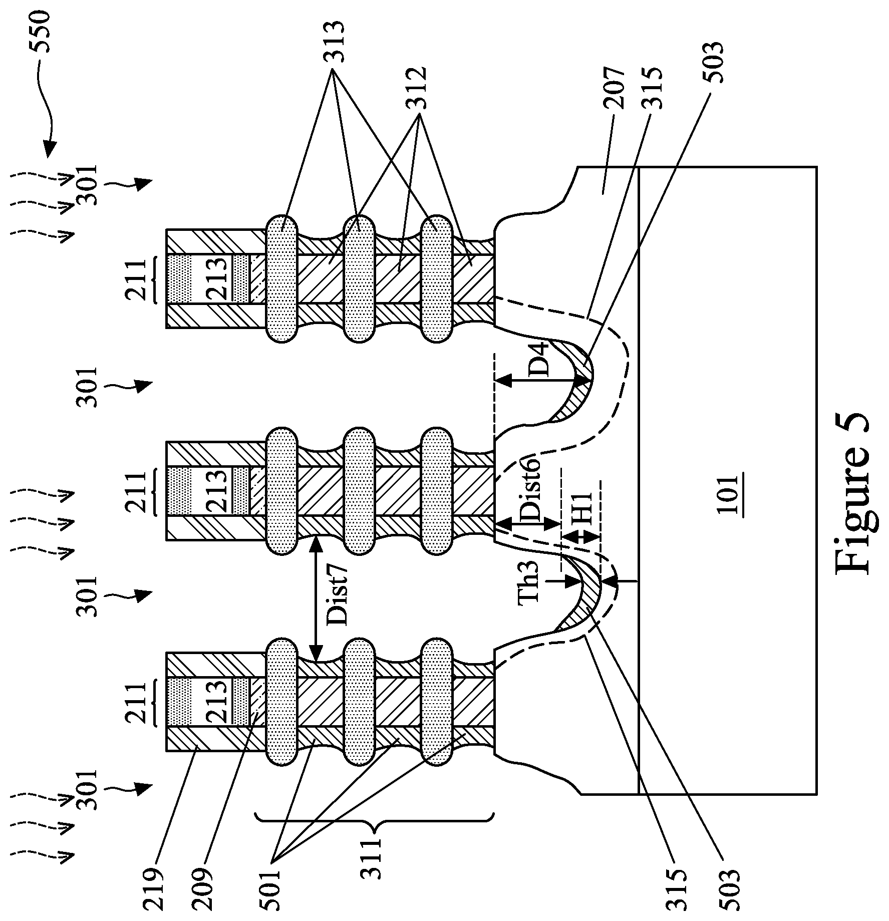Patent US12317556 Figure 5 – Semiconductor devices and methods of manufacture