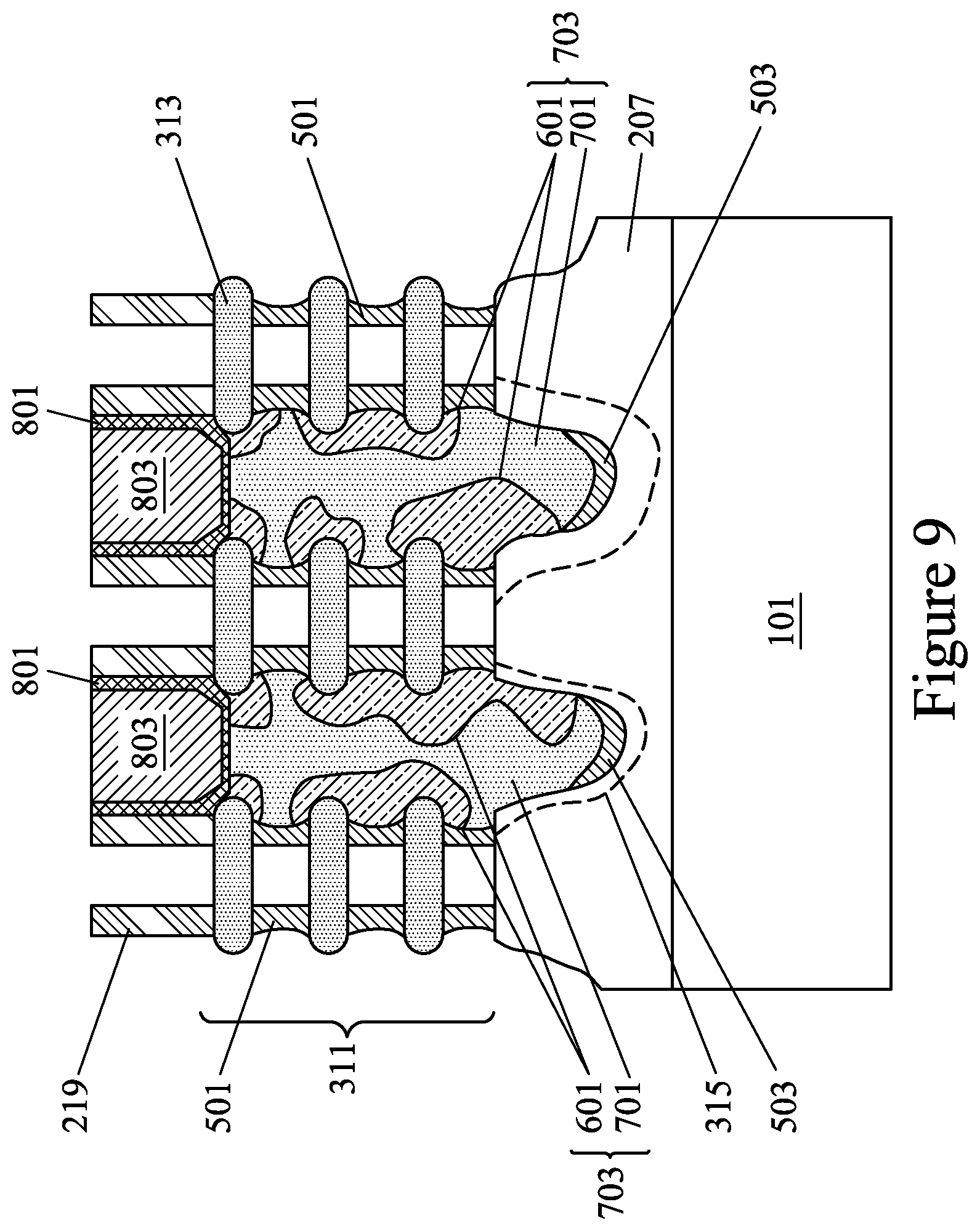 Patent US12317556 Figure 9 – Semiconductor devices and methods of manufacture