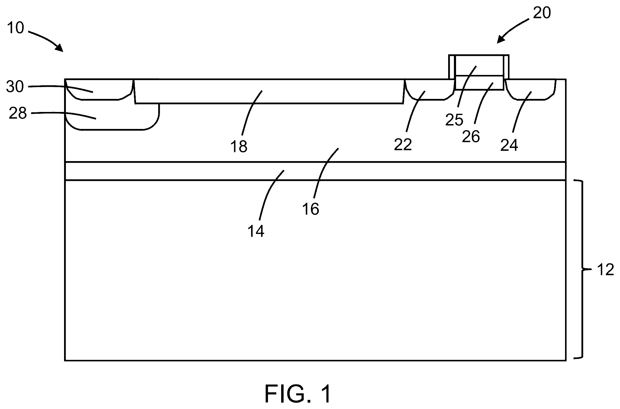 Patent US12317557 Figure 1 – Structures with deep trench isolation regions for a high-voltage field-effect transistor