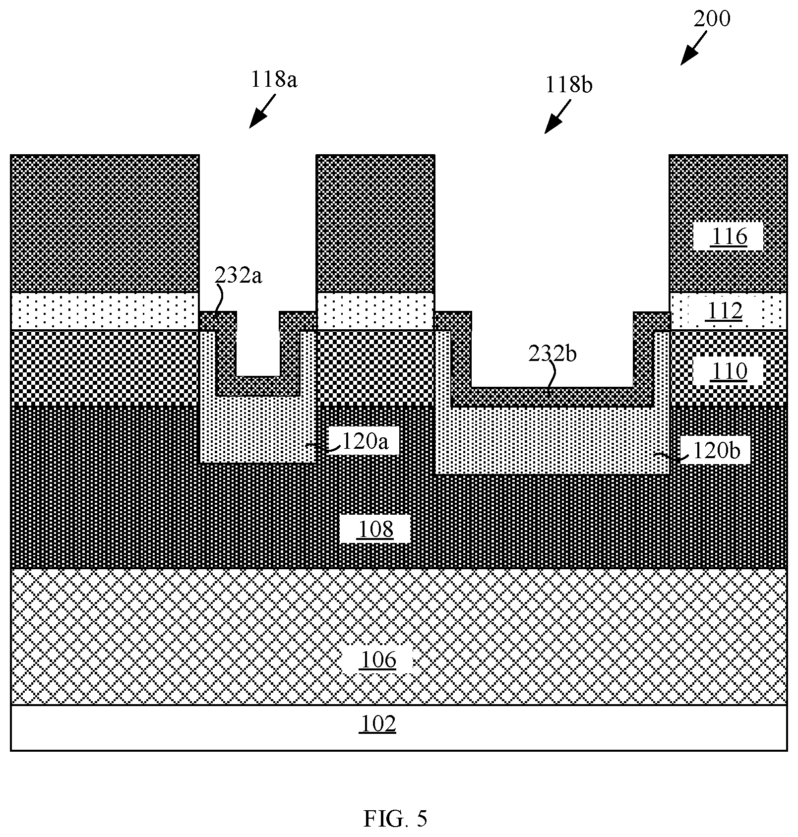 Patent US12317562 Figure 5 – High electron mobility transistors having barrier liners and integration schemes