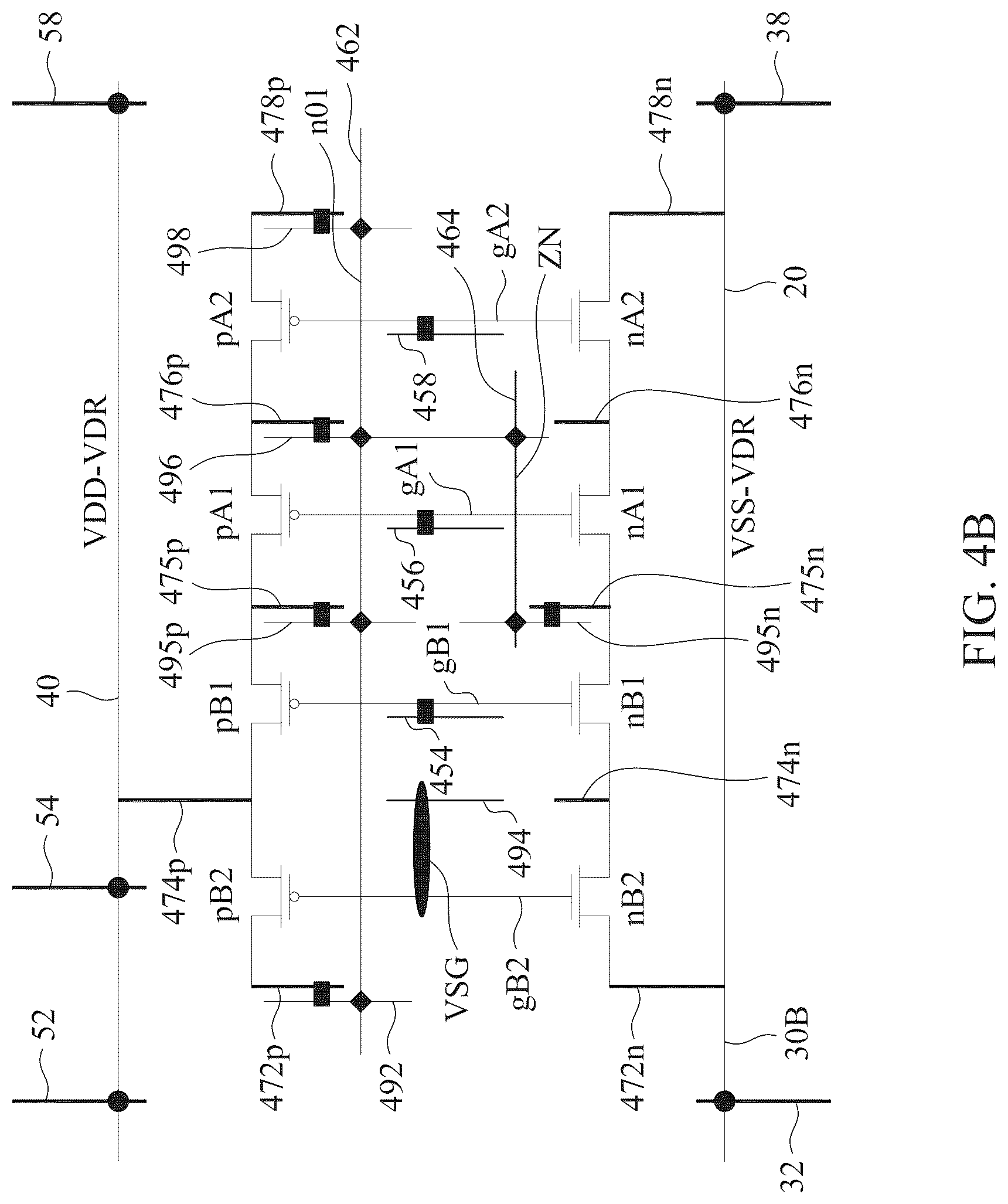 Patent US12317589 Figure 6 – Power rail and signal conducting line arrangement