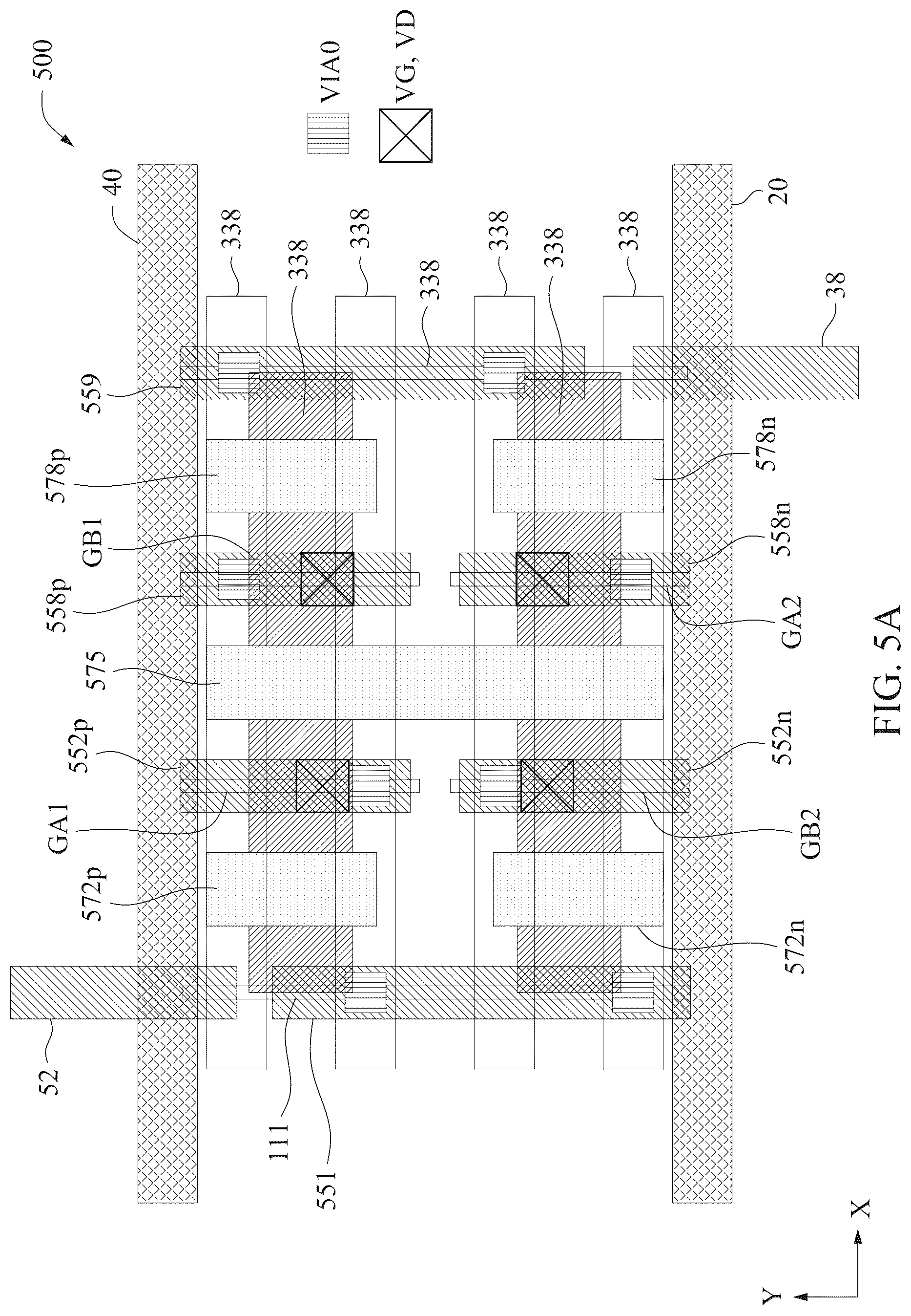 Patent US12317589 Figure 8 – Power rail and signal conducting line arrangement