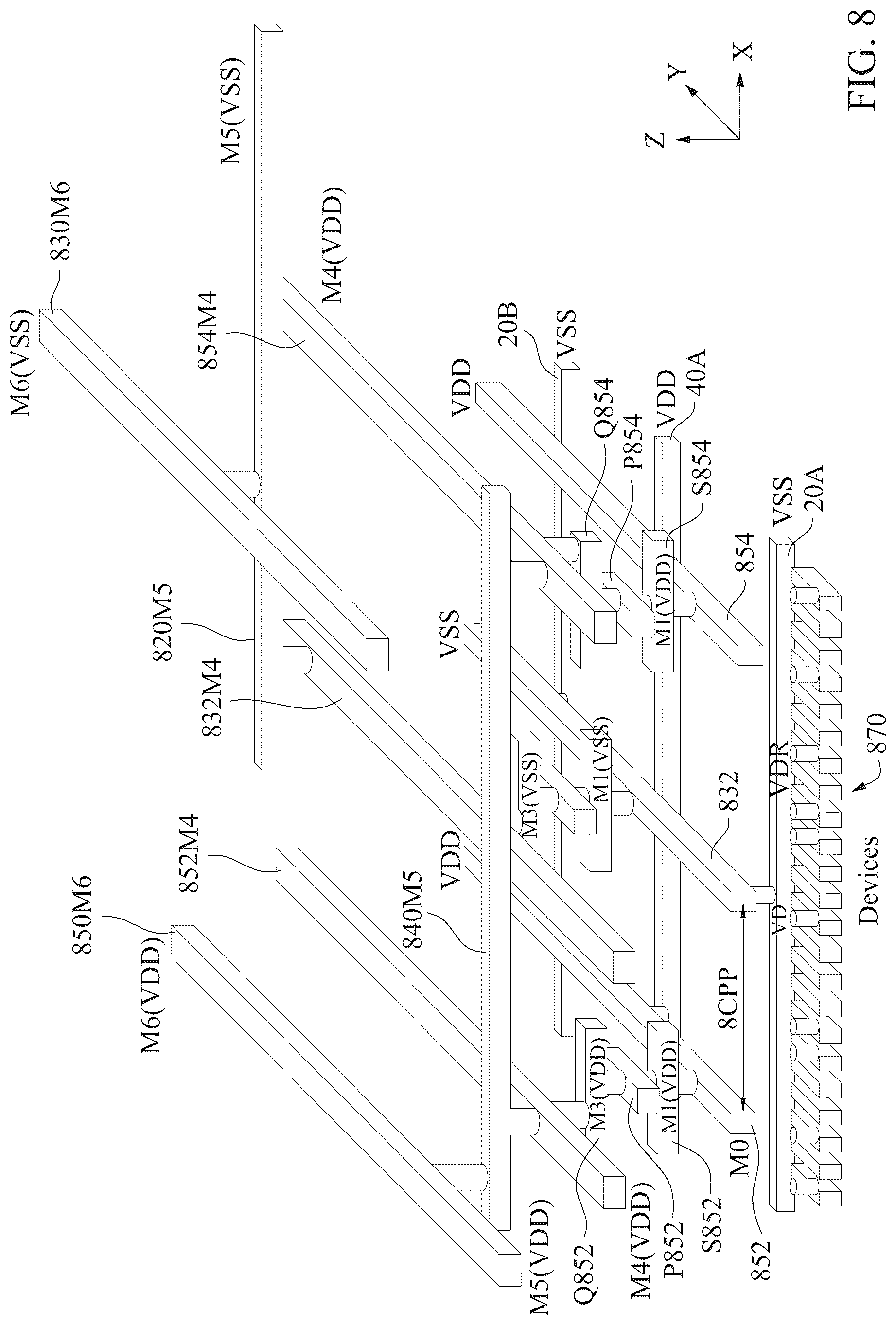Patent US12317589 Figure 17 – Power rail and signal conducting line arrangement