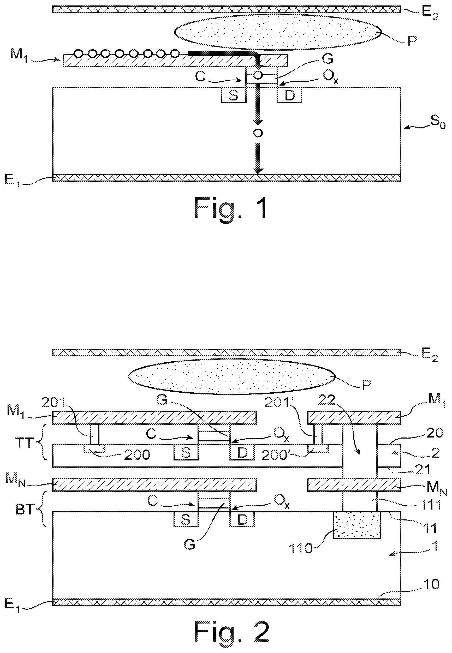 Patent US12317603 — Process for protecting an upper stage of electronic components of an integrated circuit against antenna effects — Figure 1