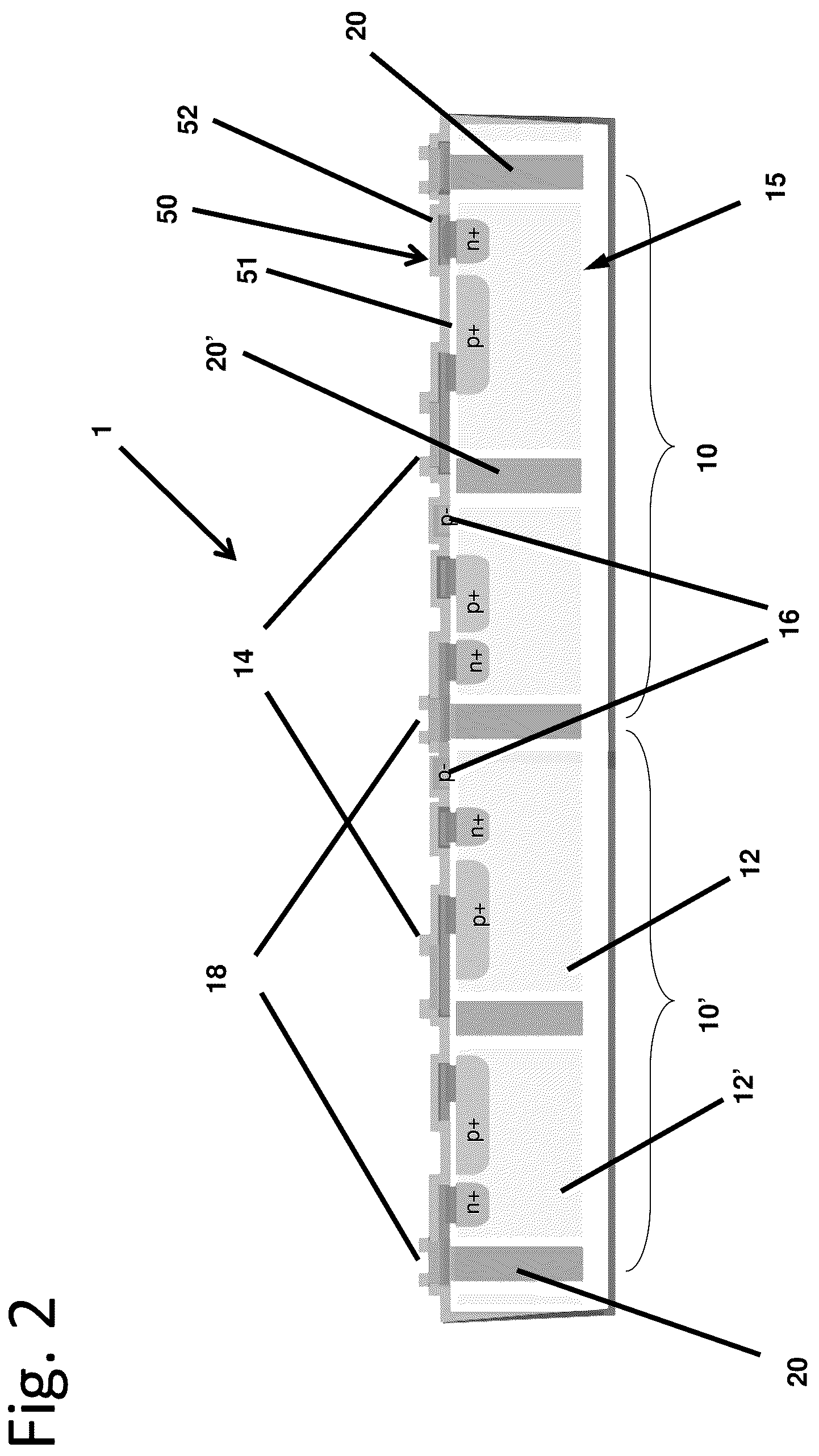 Patent US12317618 Figure 2 – Photosensitive pixel structure with front side coating for retinal implant