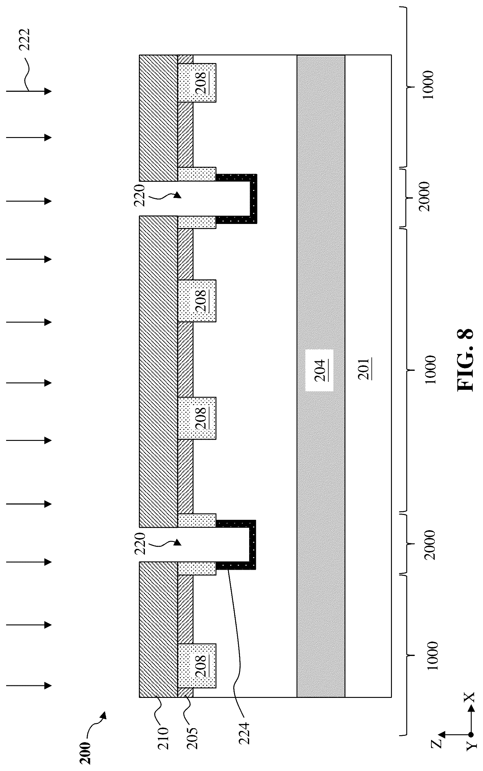 Patent US12317625 Figure 8 – Image sensor pixel with deep trench isolation structure