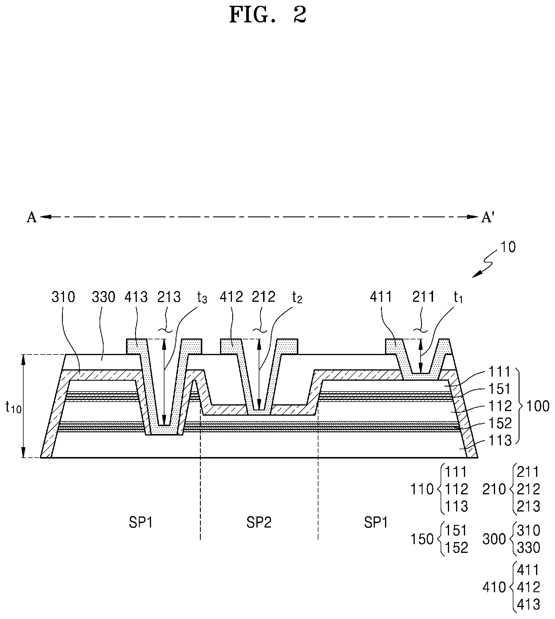 Patent US12317646 Figure 2 – Light-emitting device and display apparatus including the same