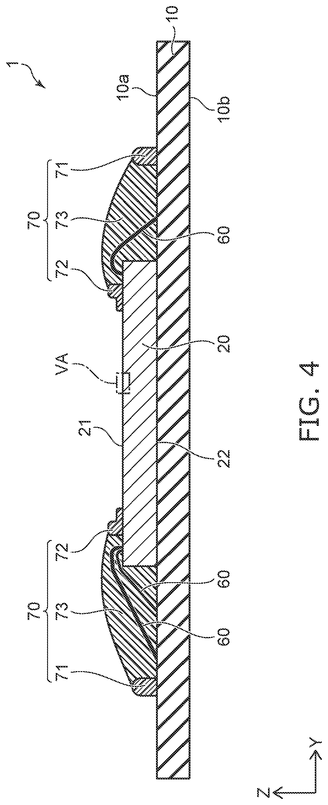 Patent US12317661 Figure 4 – Light emitting module manufacturing method including covering lateral faces of light emitting elements with resin