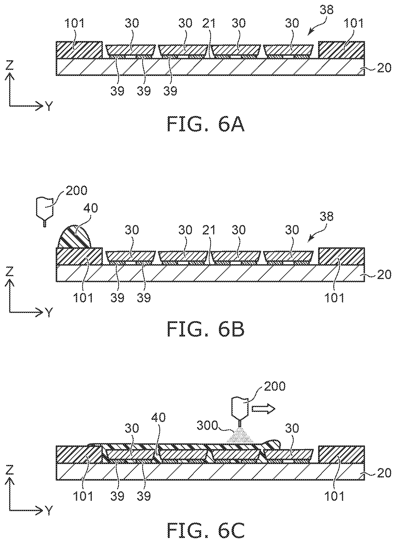 Patent US12317661 Figure 7 – Light emitting module manufacturing method including covering lateral faces of light emitting elements with resin