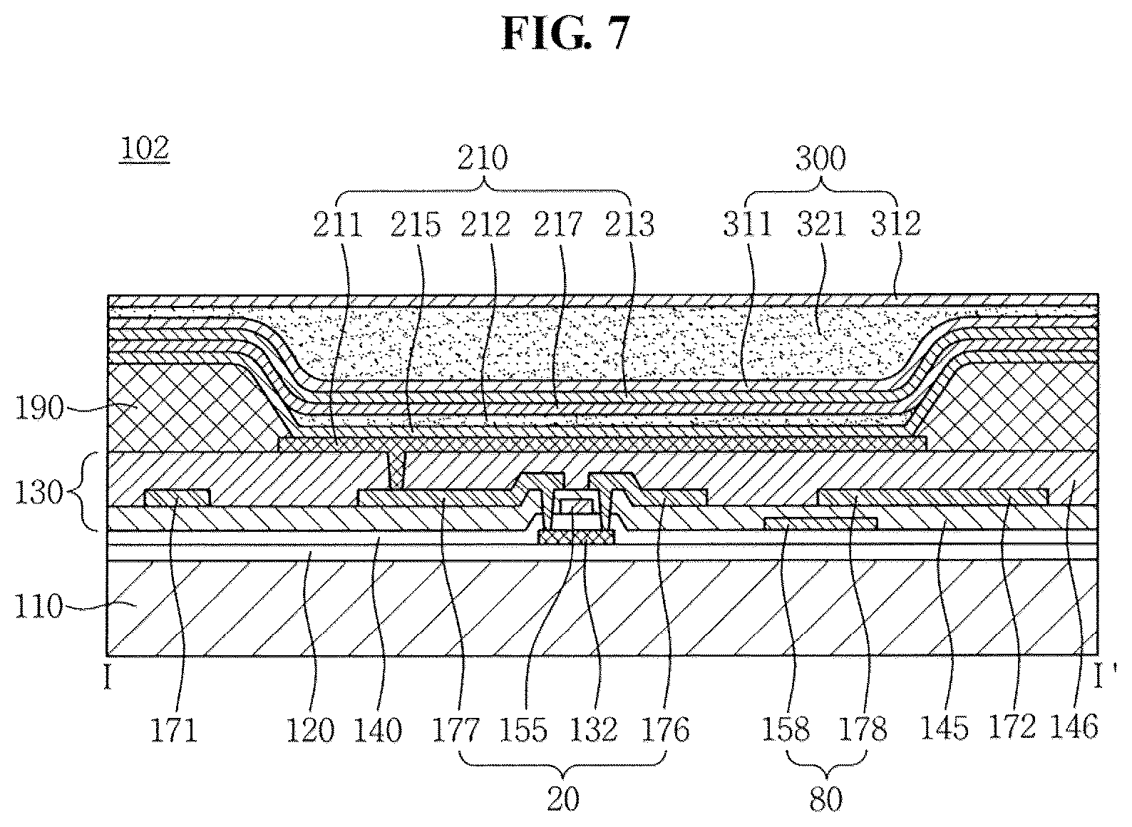 Patent US12317675 Figure 7 – Organic light-emitting diode display device including a thin film encapsulation layer