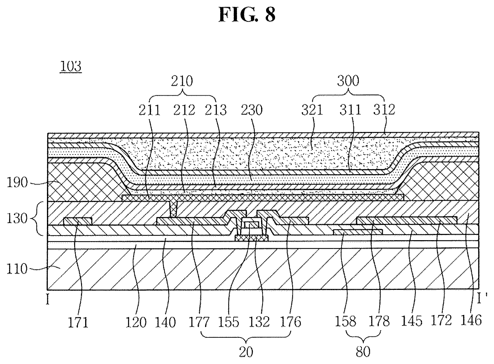 Patent US12317675 Figure 8 – Organic light-emitting diode display device including a thin film encapsulation layer