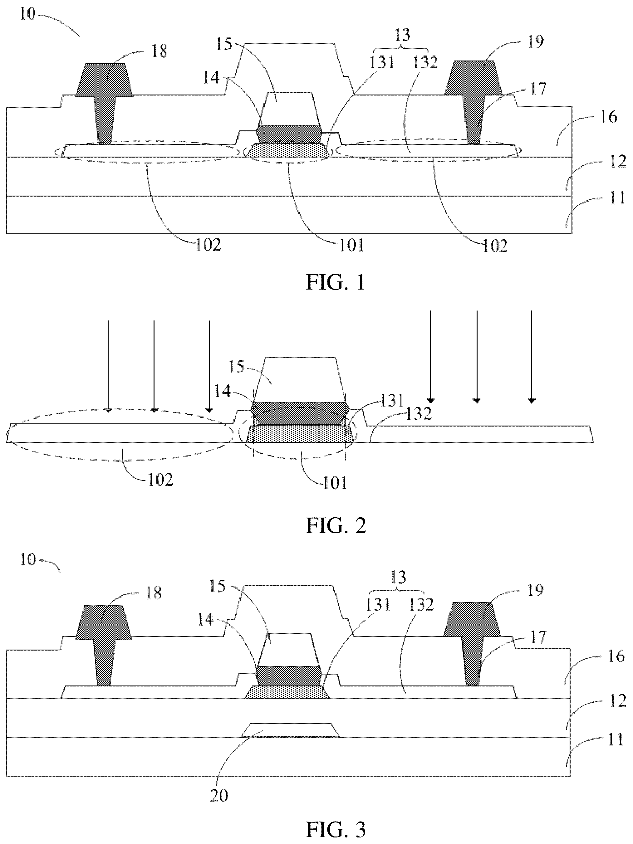 Patent US12317684 Figure 1 – Array substrate with overlapping active layers having channel width greater than gate width, method for preparing the same, and display panel