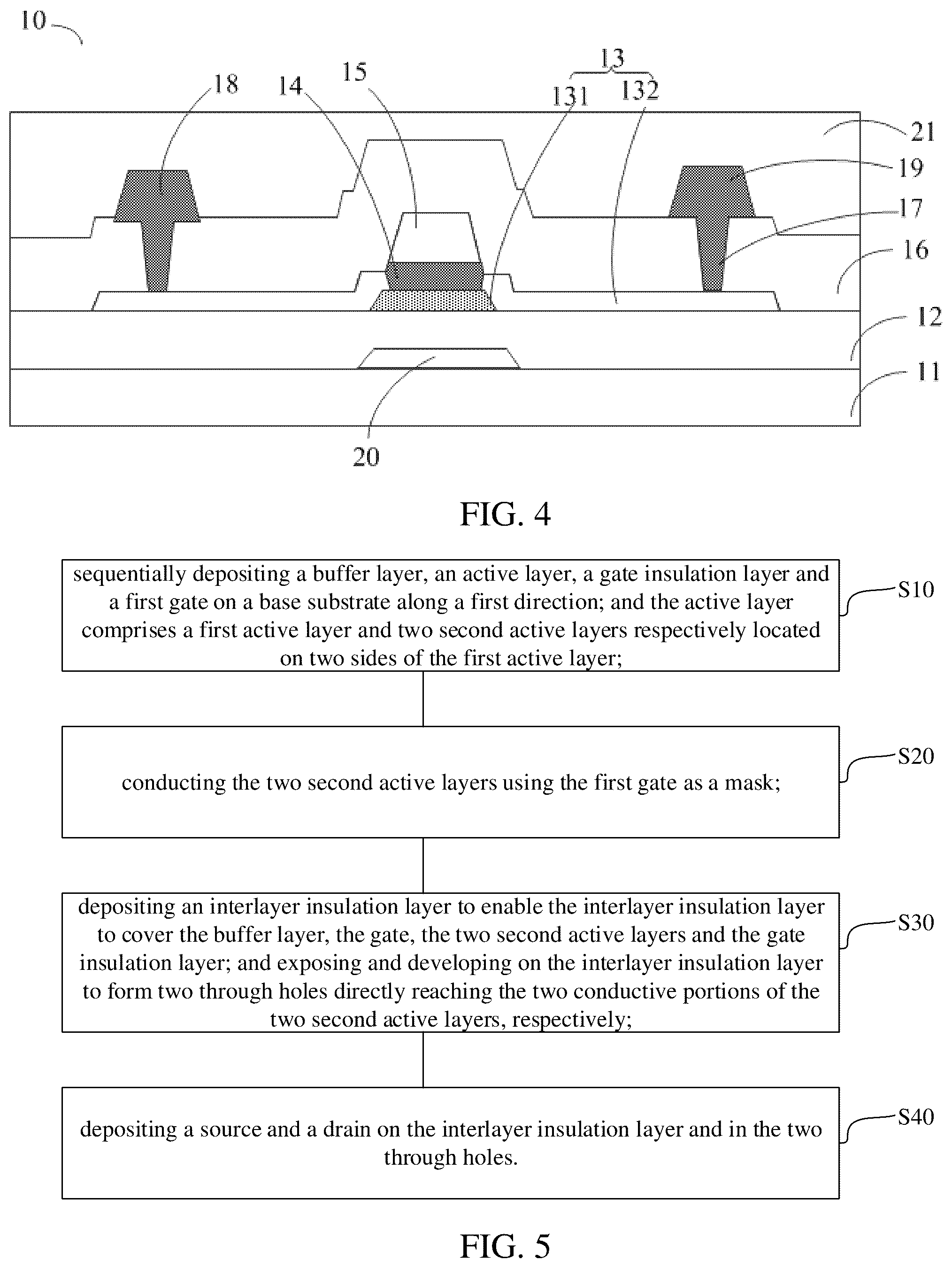 Patent US12317684 Figure 2 – Array substrate with overlapping active layers having channel width greater than gate width, method for preparing the same, and display panel