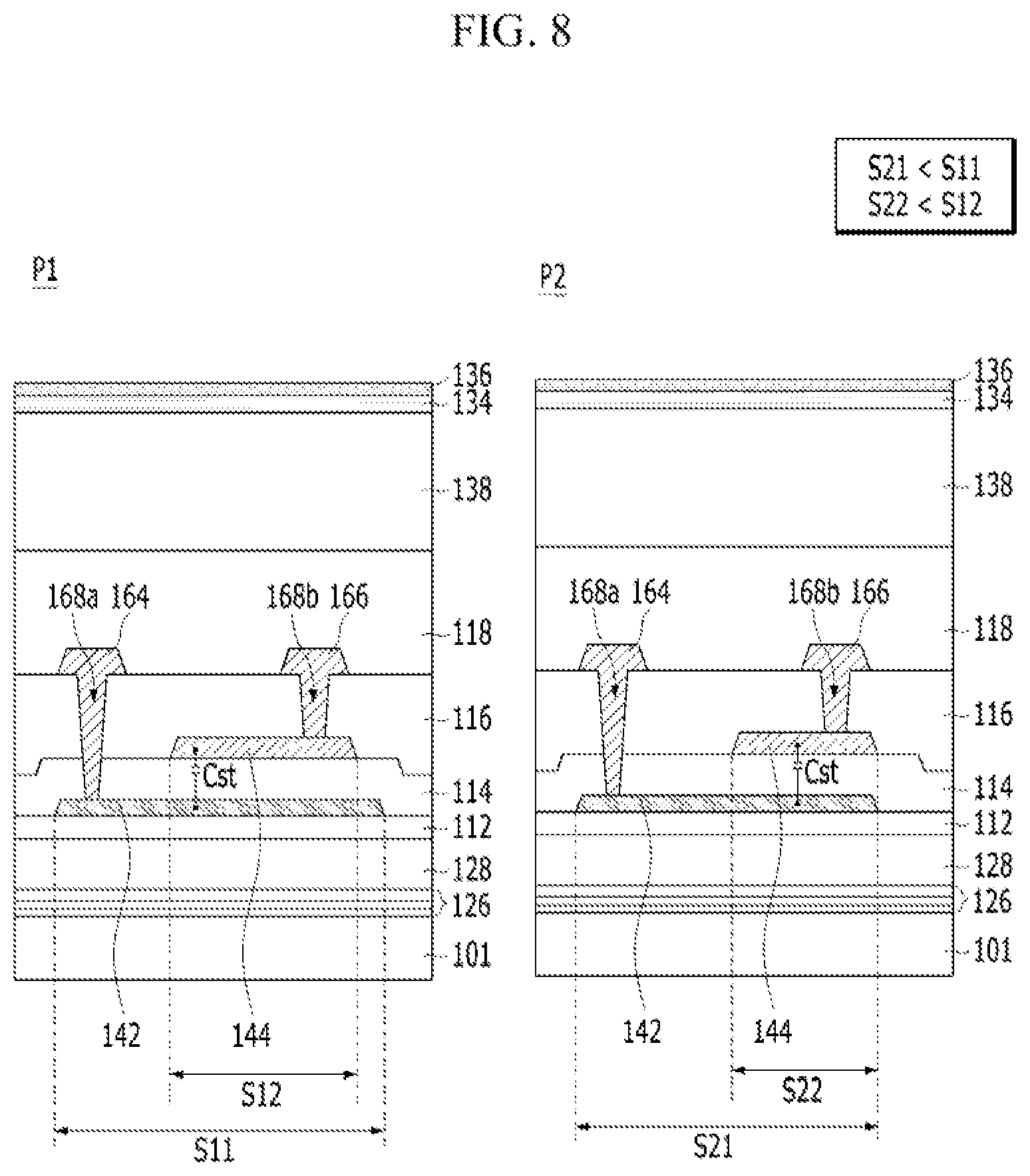 Patent US12317686 Figure 7 – OLED pixel with aperture proportional to capacitance