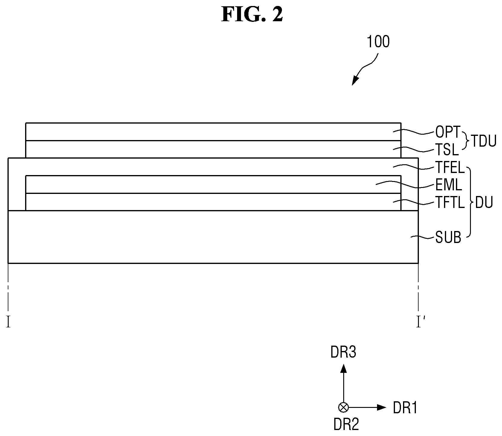 Patent US12317691 Figure 2 – Display device having organic planarization layer with valley and protrusion structures