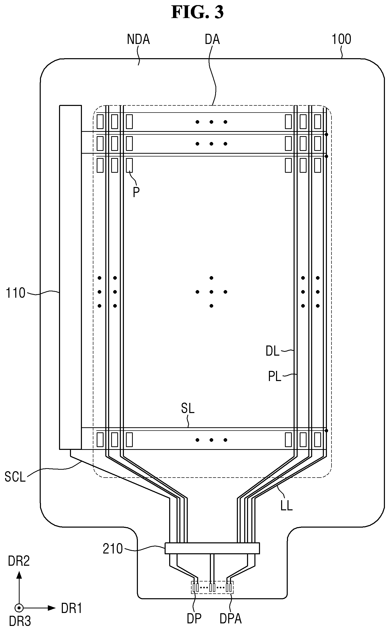 Patent US12317691 Figure 3 – Display device having organic planarization layer with valley and protrusion structures