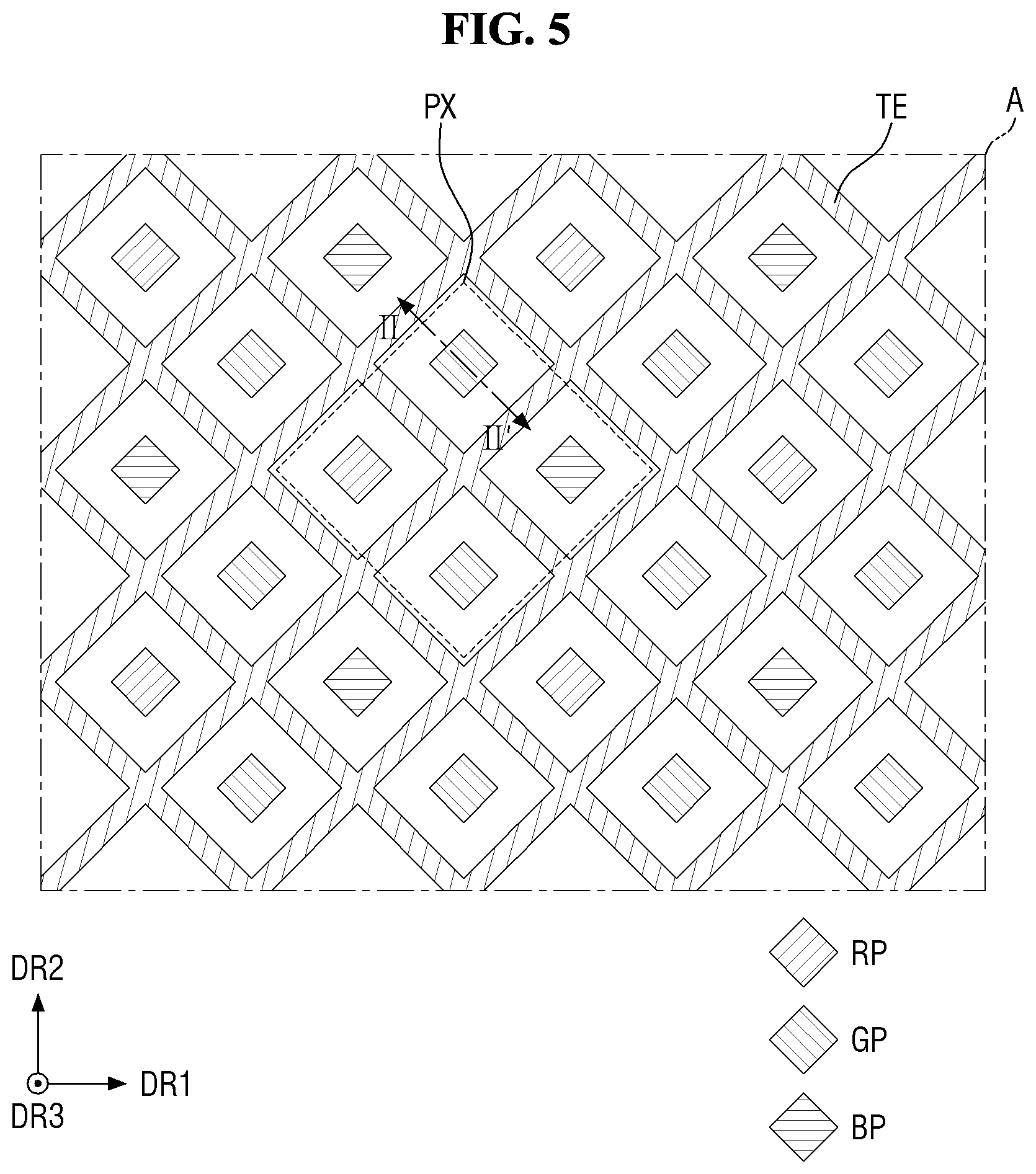 Patent US12317691 Figure 5 – Display device having organic planarization layer with valley and protrusion structures