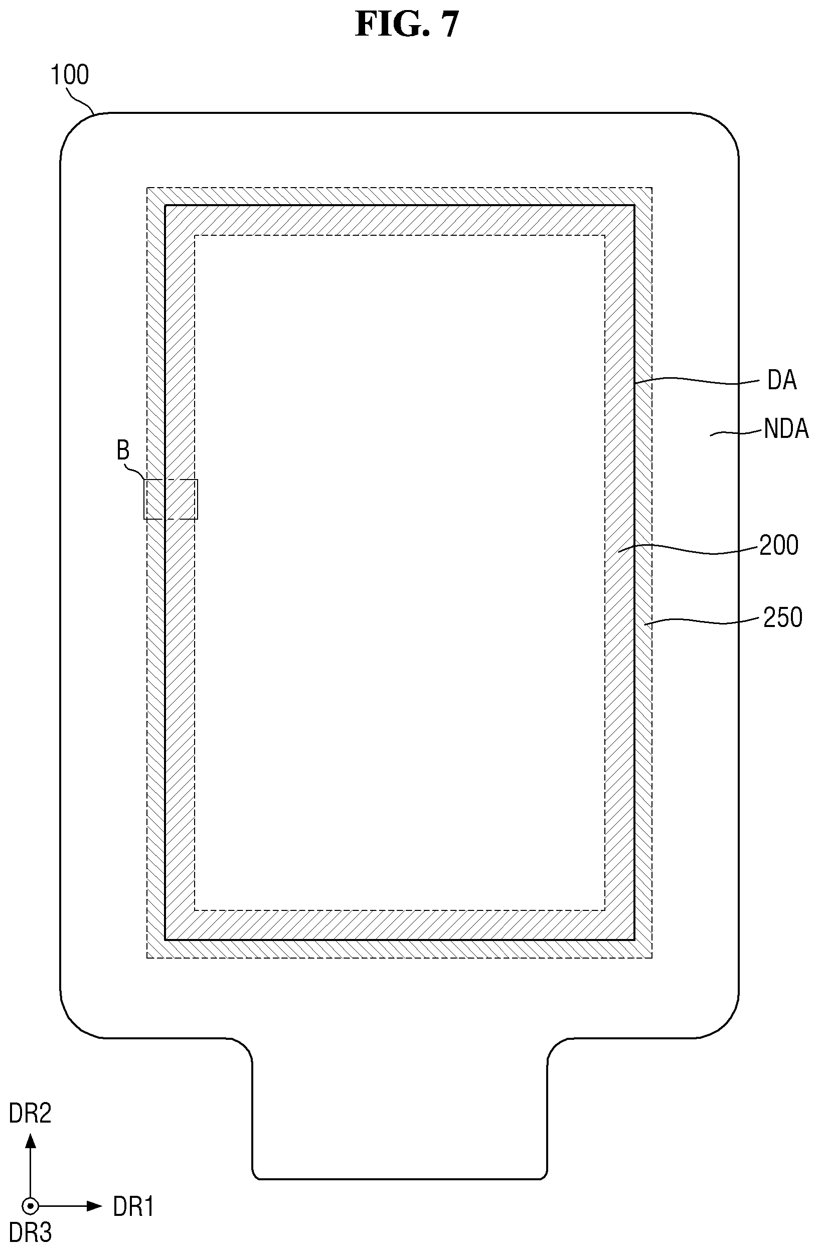 Patent US12317691 Figure 7 – Display device having organic planarization layer with valley and protrusion structures