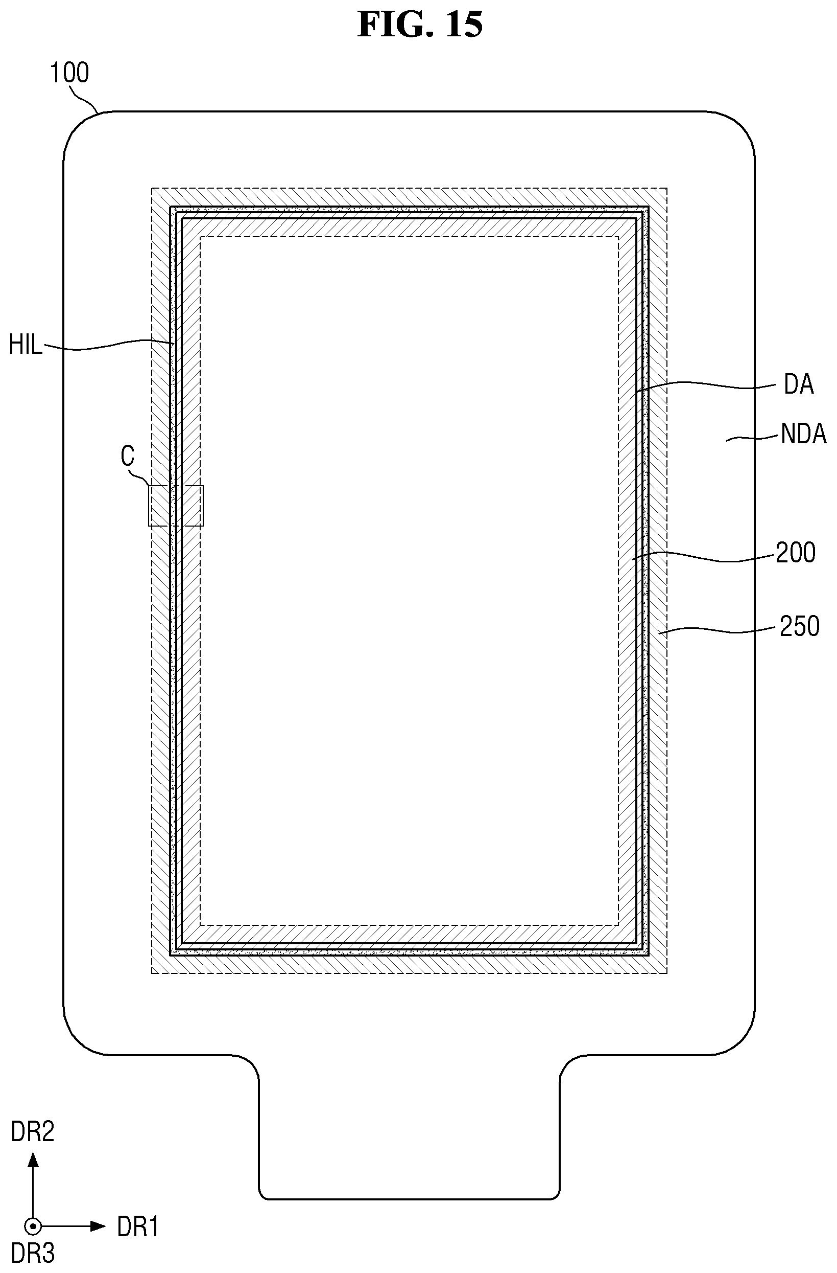 Patent US12317691 Figure 15 – Display device having organic planarization layer with valley and protrusion structures
