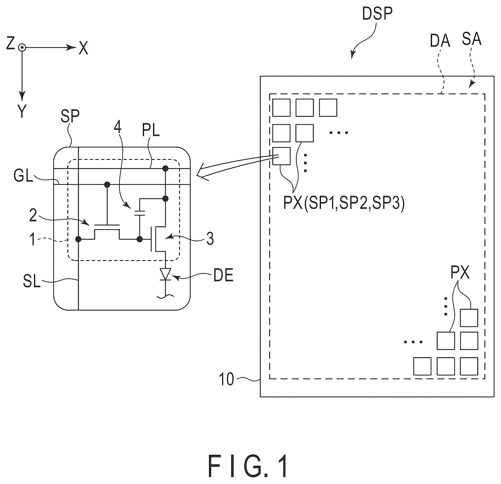 Patent US12317692 Figure 1 – Display device