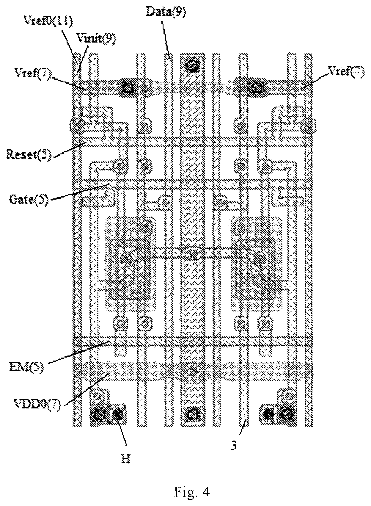 Patent US12317707 Figure 3 – Display substrate including first reference voltage line being electrically coupled to first reference voltage auxiliary line through via holes penetrating through insulation layer therebetween, and display device having the same