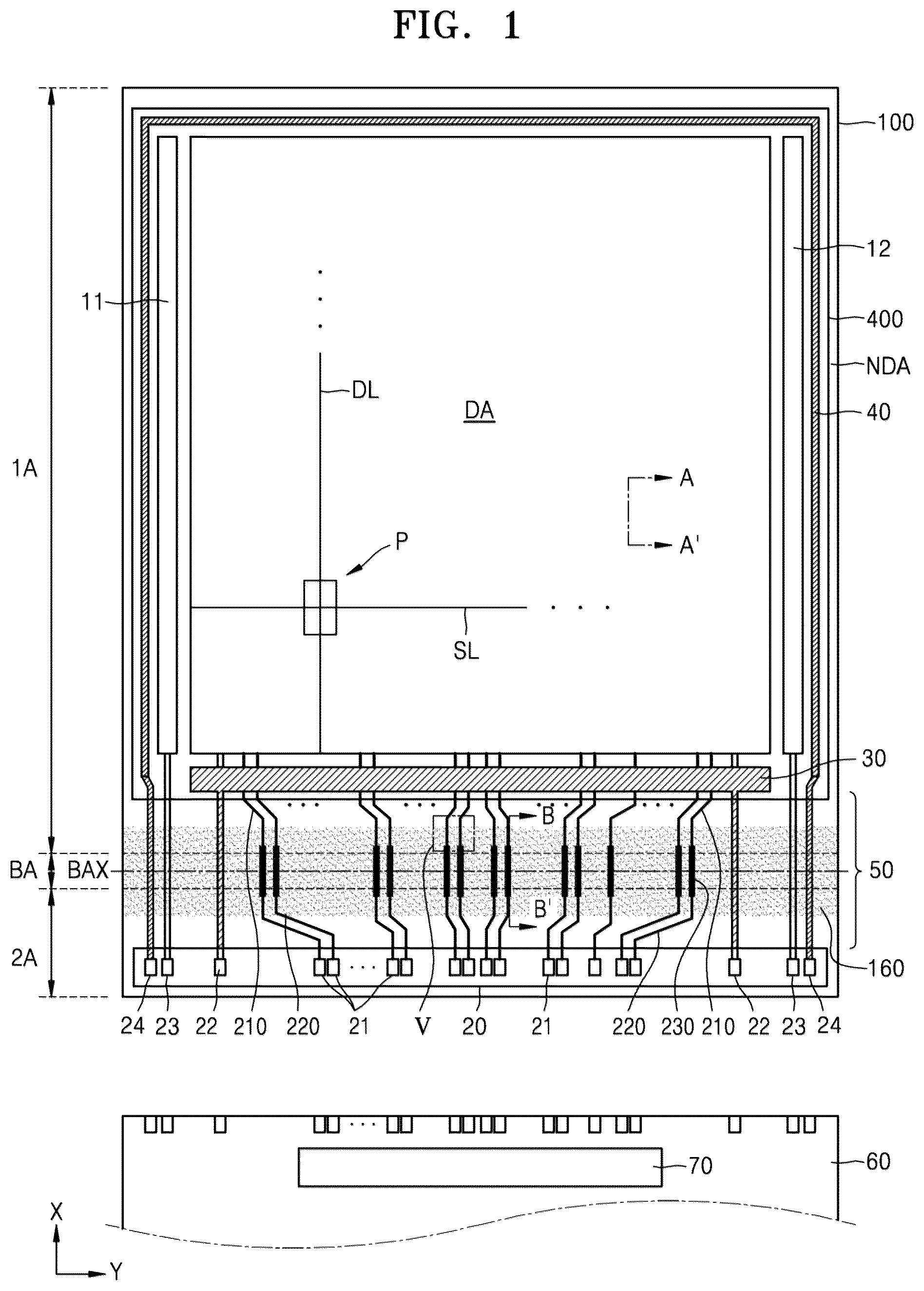 Patent US12317709 Figure 1 – Bendable display device