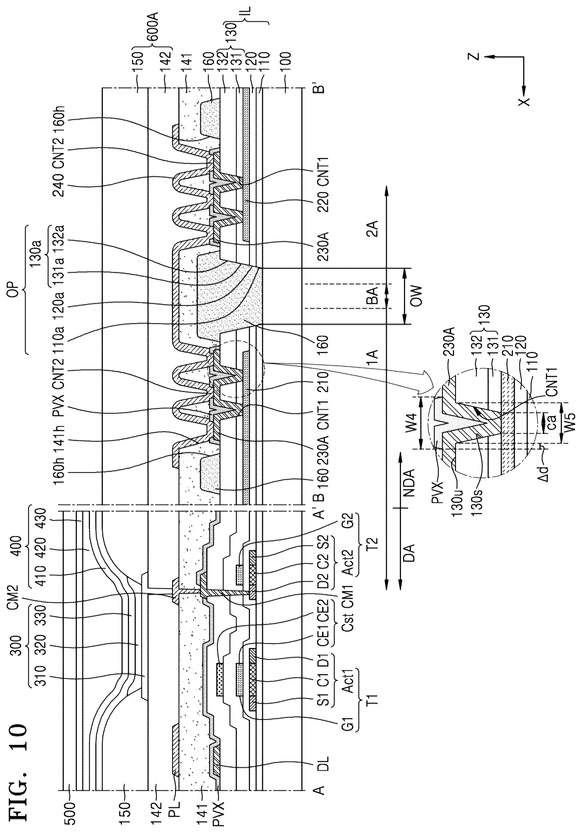 Patent US12317709 Figure 10 – Bendable display device