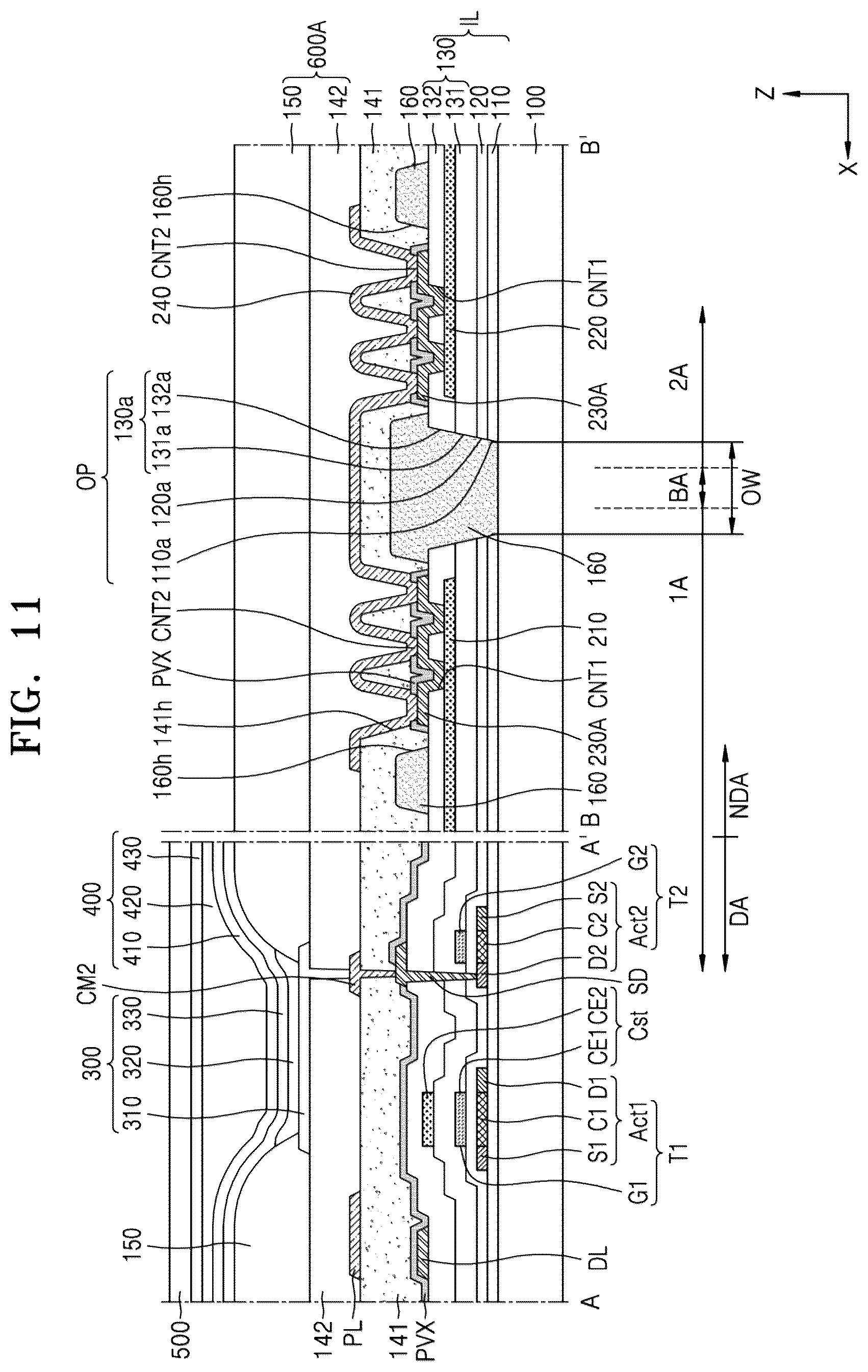 Patent US12317709 Figure 11 – Bendable display device
