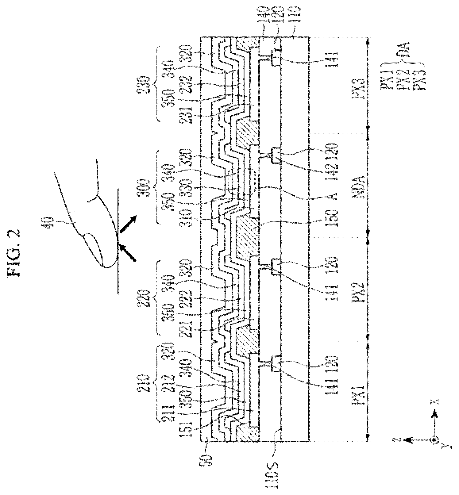 Patent US12317727 Figure 2 – Sensor-embedded display panel and electronic device