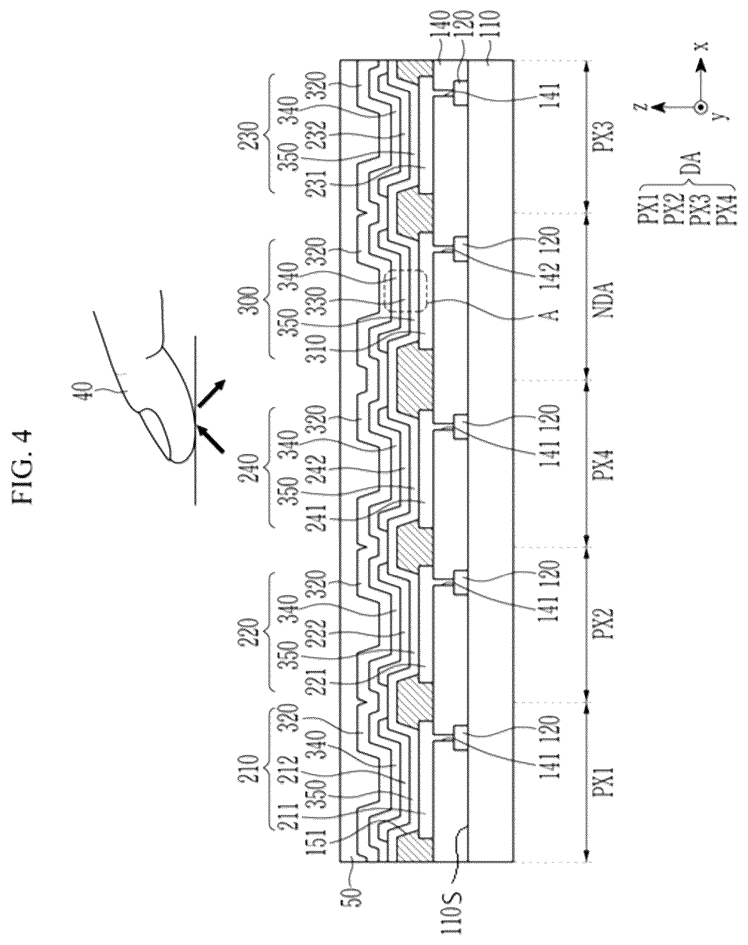 Patent US12317727 Figure 4 – Sensor-embedded display panel and electronic device
