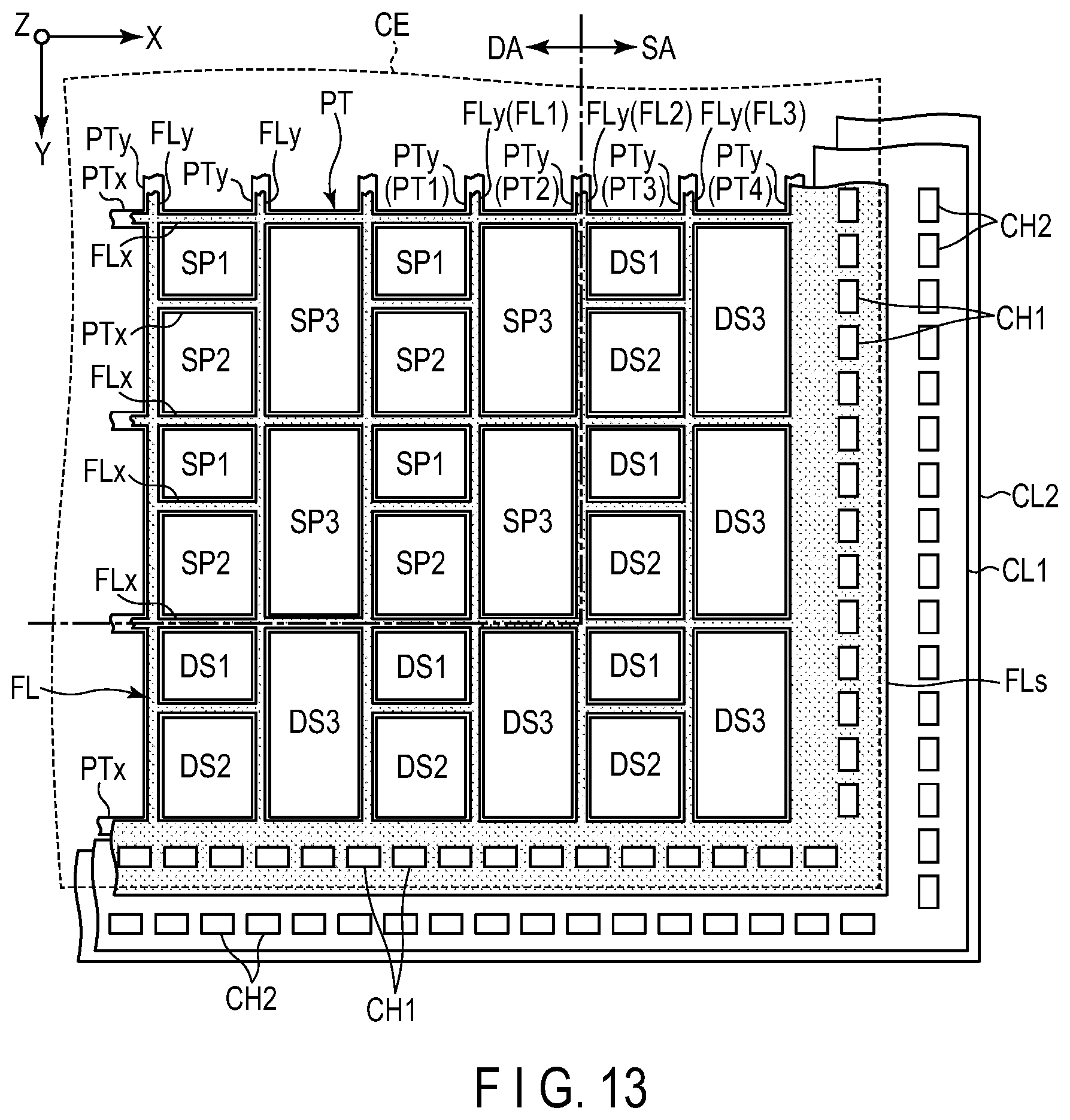 Patent US12317731 Figure 12 – Display device with dummy pixel located in peripheral area