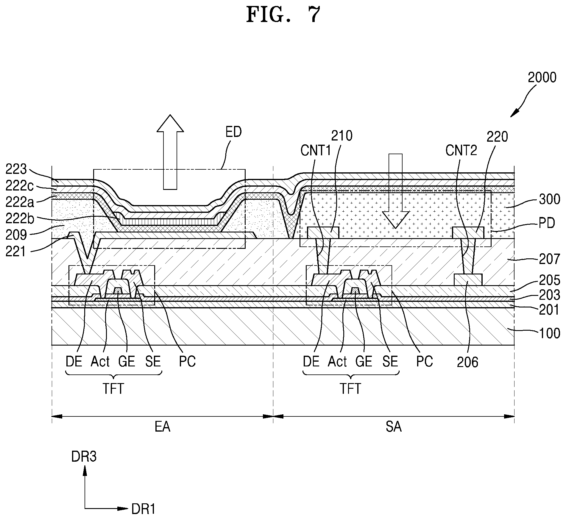 Patent US12317732 Figure 7 – Organic photodetector and electronic device including the same