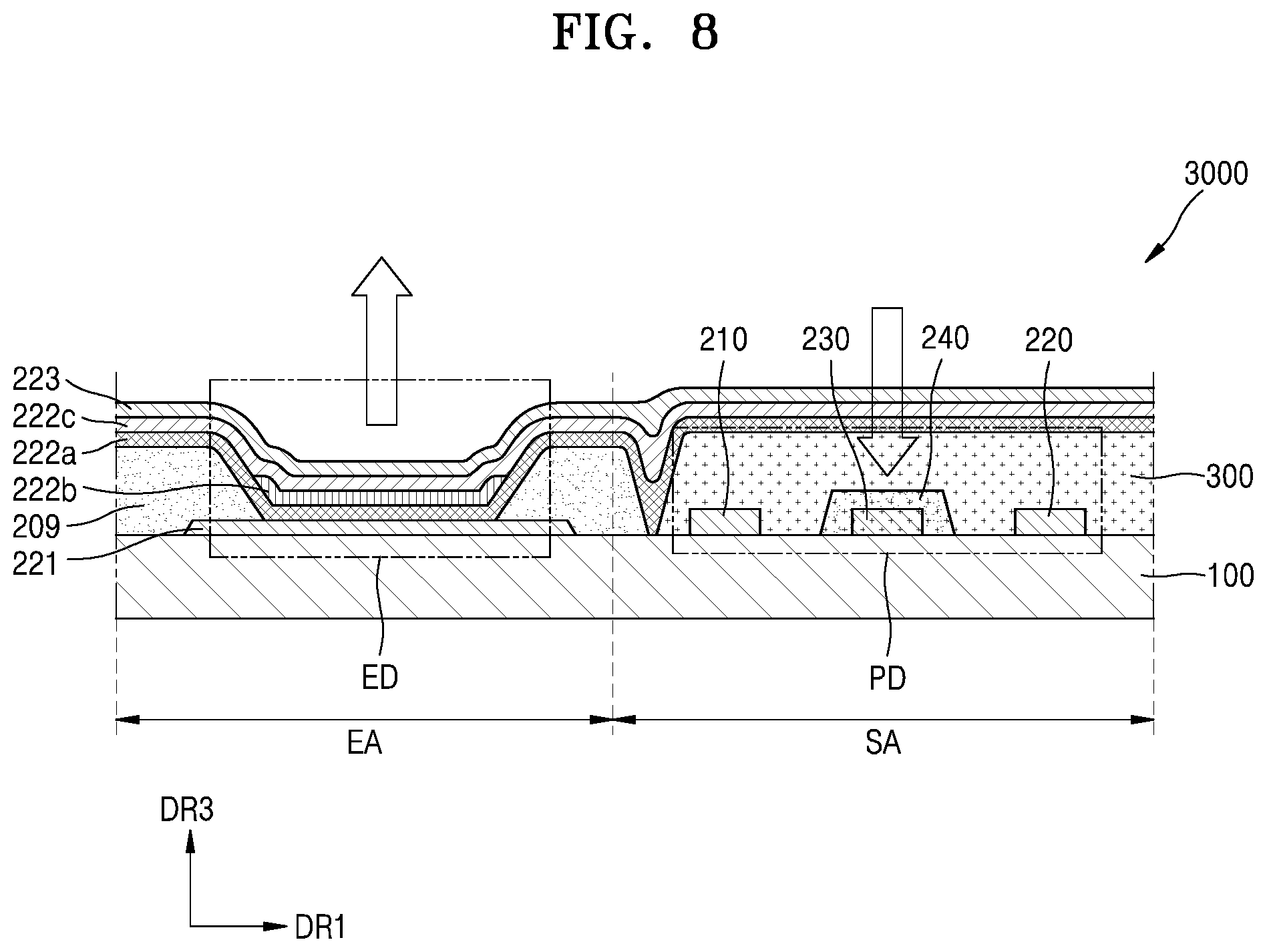 Patent US12317732 Figure 8 – Organic photodetector and electronic device including the same
