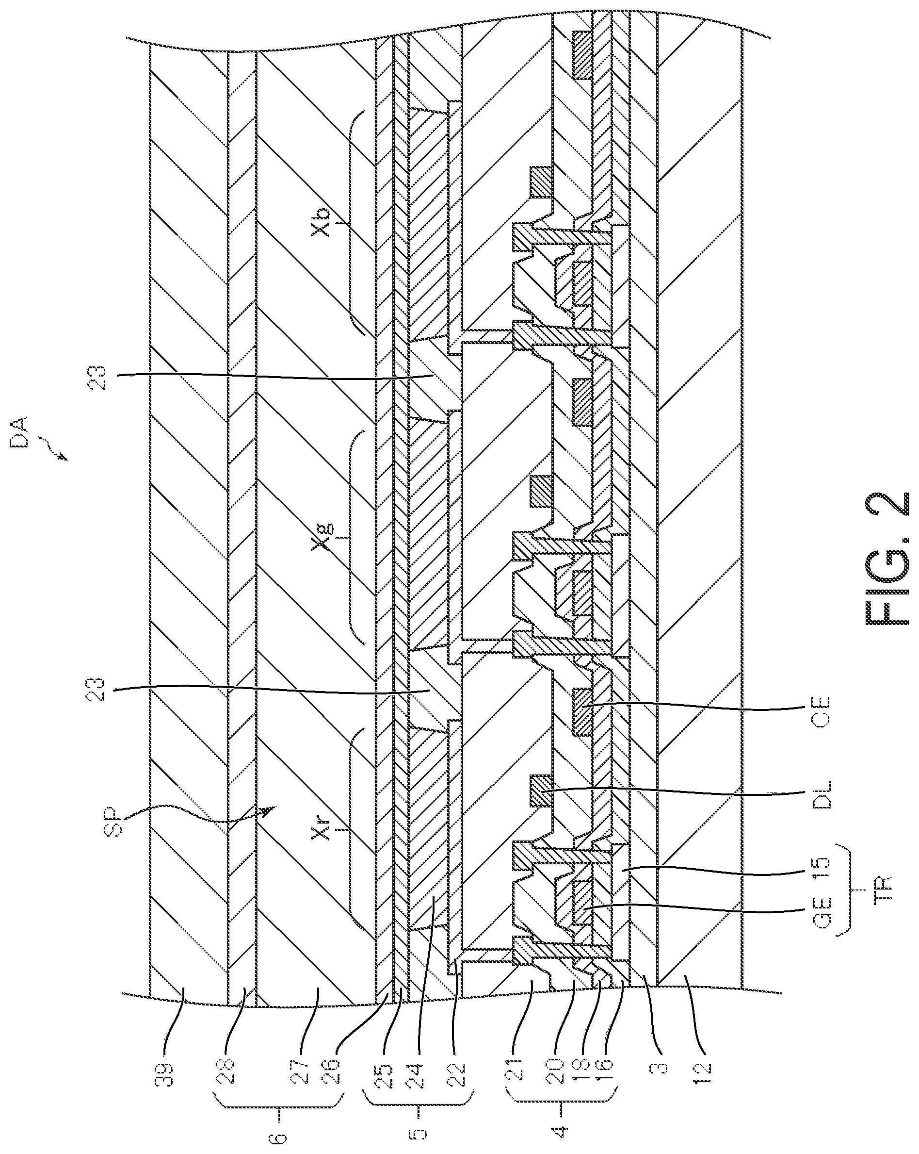 Patent US12317734 Figure 2 – Display device and display device production method