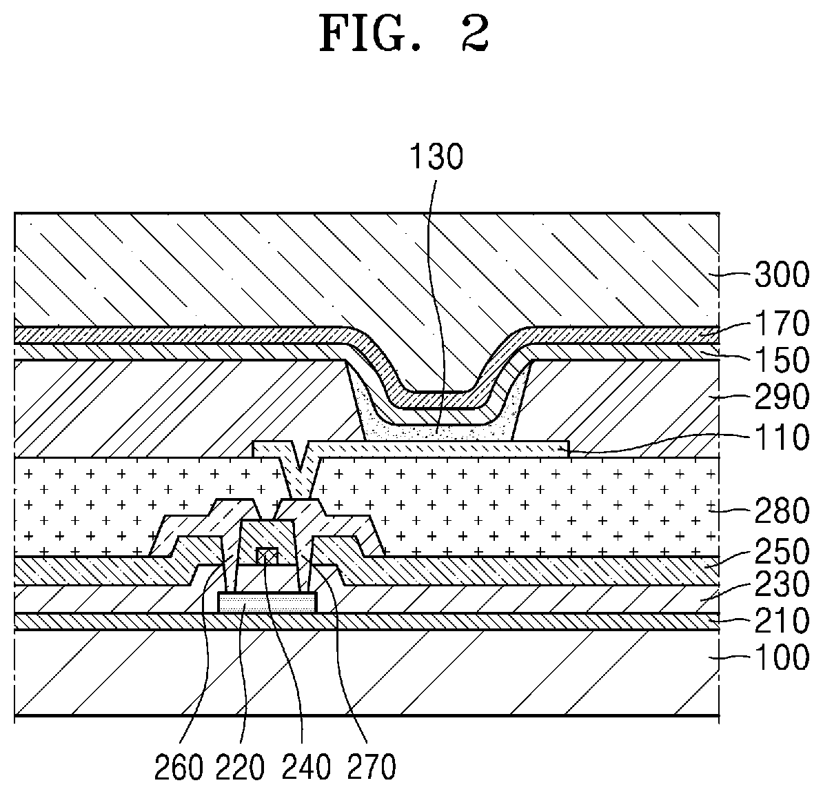 Patent US12317742 Figure 2 – Light-emitting device and electronic apparatus including the same