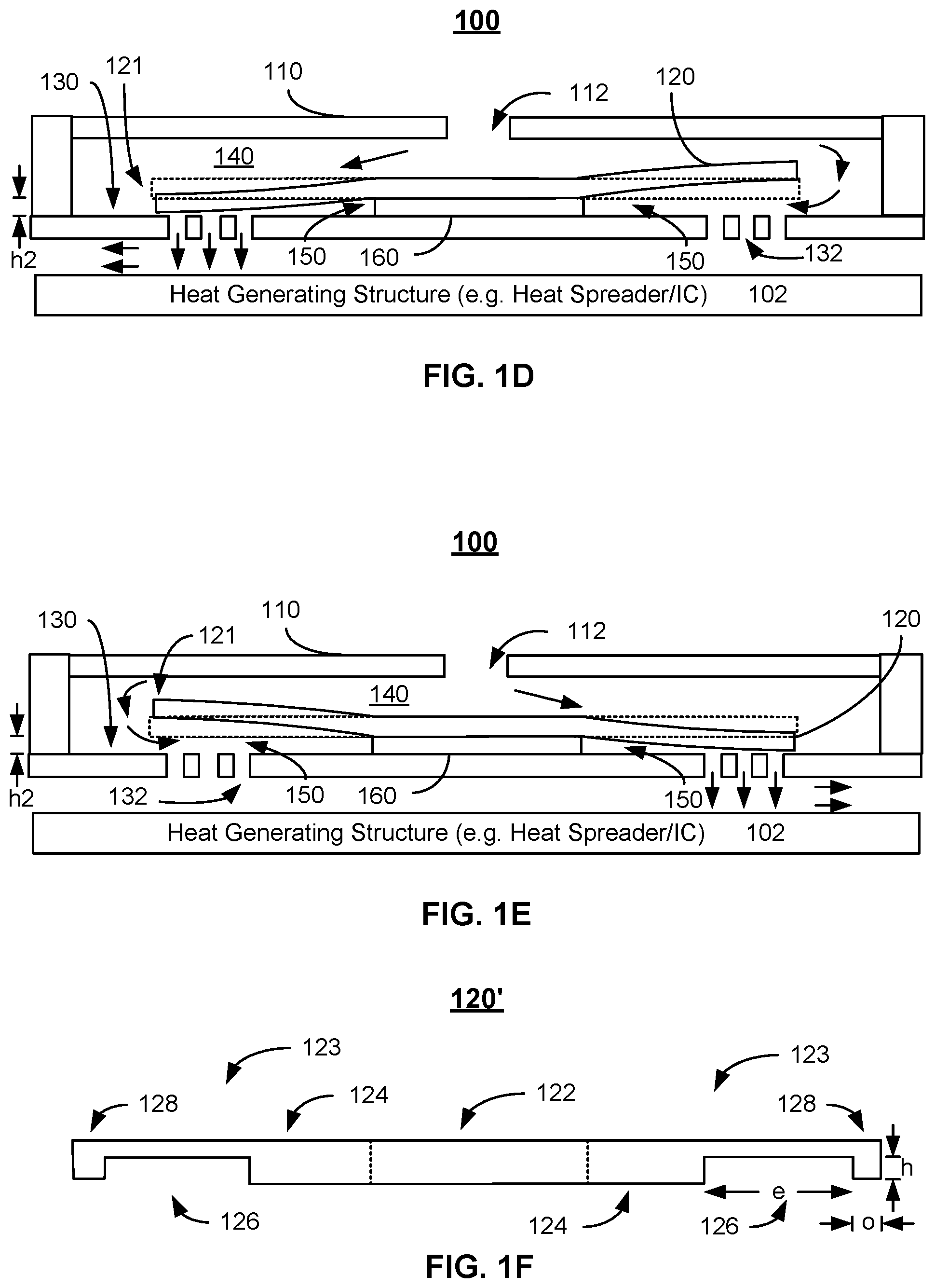 Patent US12317749 Figure 2 – Actuator designs for MEMS-based active cooling