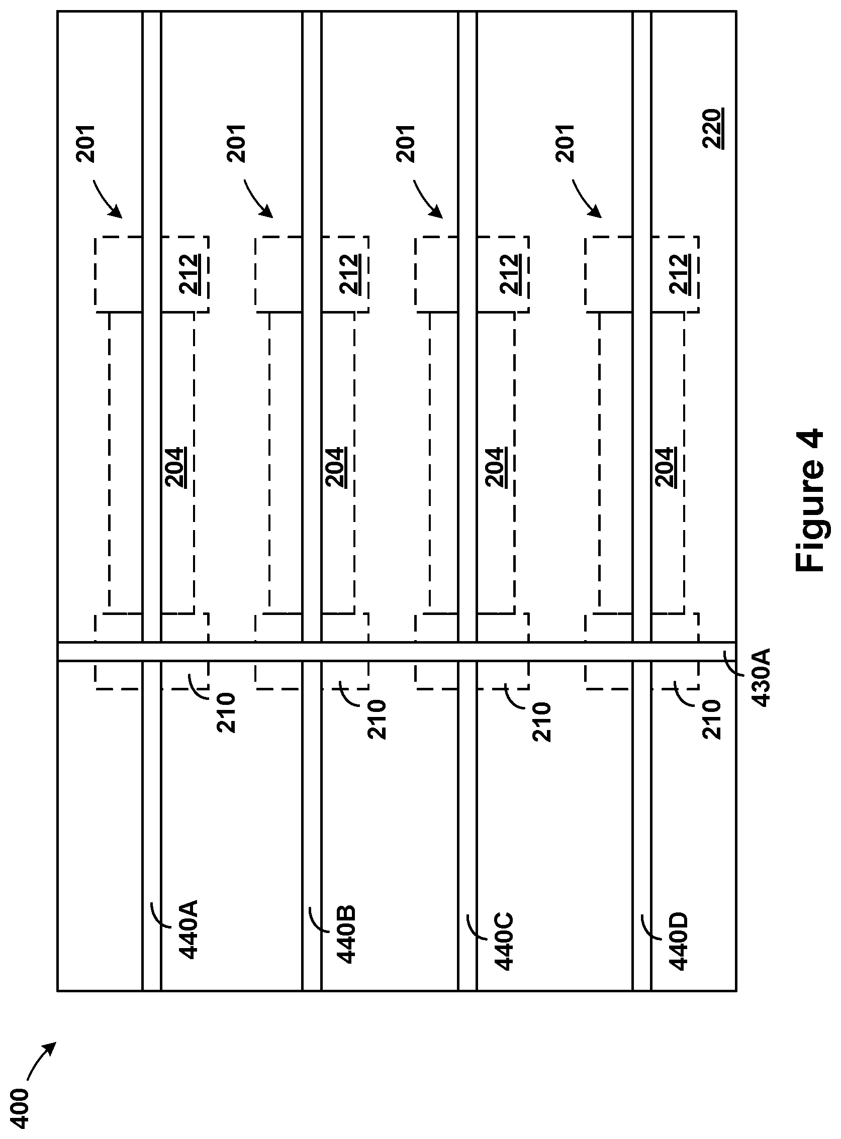 Patent US12317760 Figure 4 – Crossbar memory array in back end of line