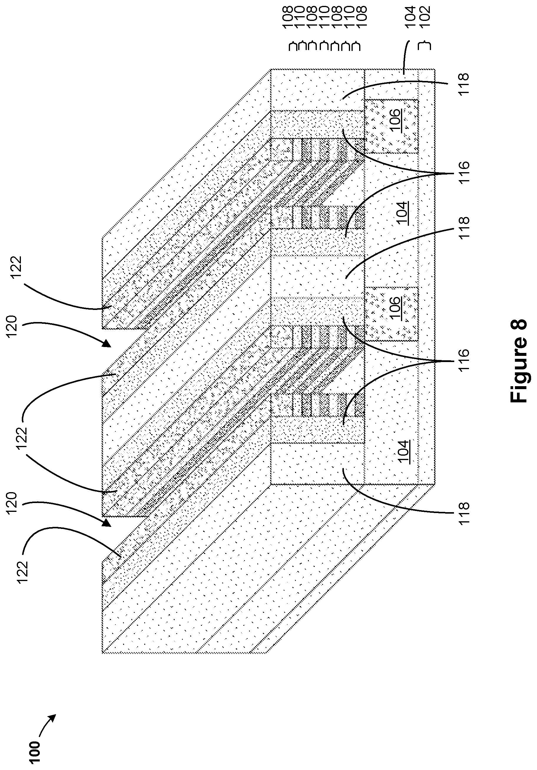 Patent US12317763 Figure 8 – Memory cell with comb-shaped electrodes