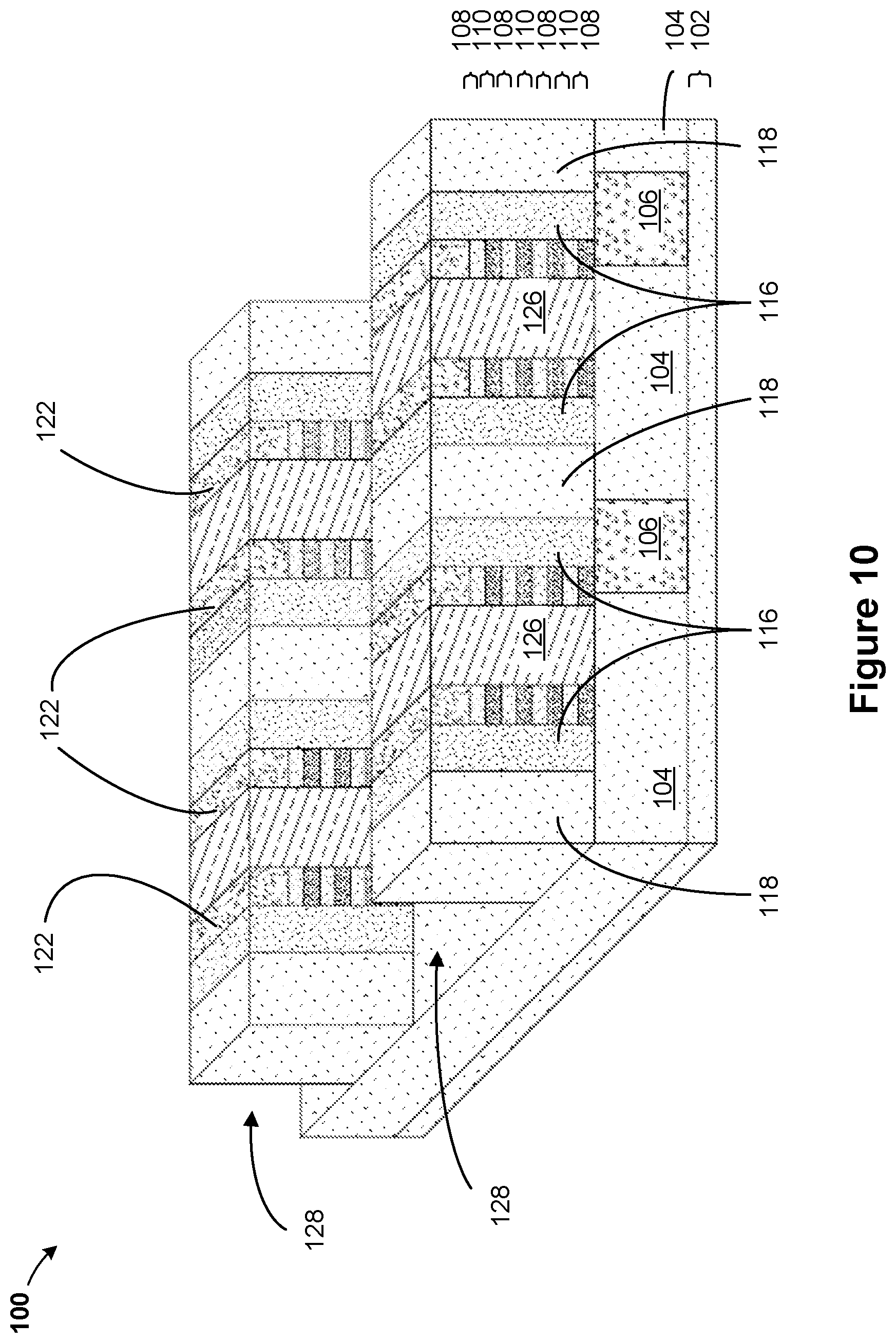 Patent US12317763 Figure 10 – Memory cell with comb-shaped electrodes