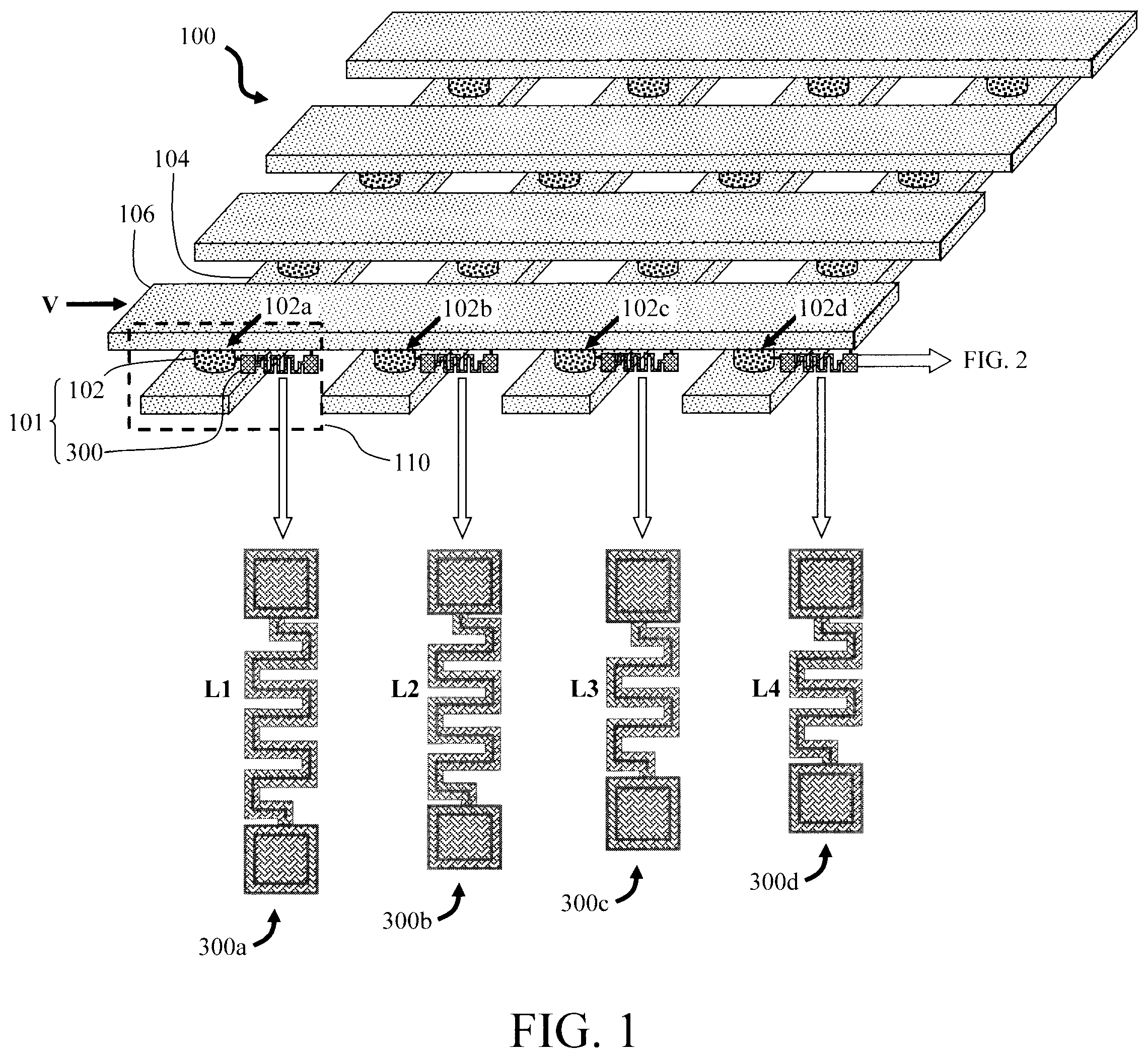 Patent US12317764 Figure 1 – Uniform voltage drop in arrays of memory devices