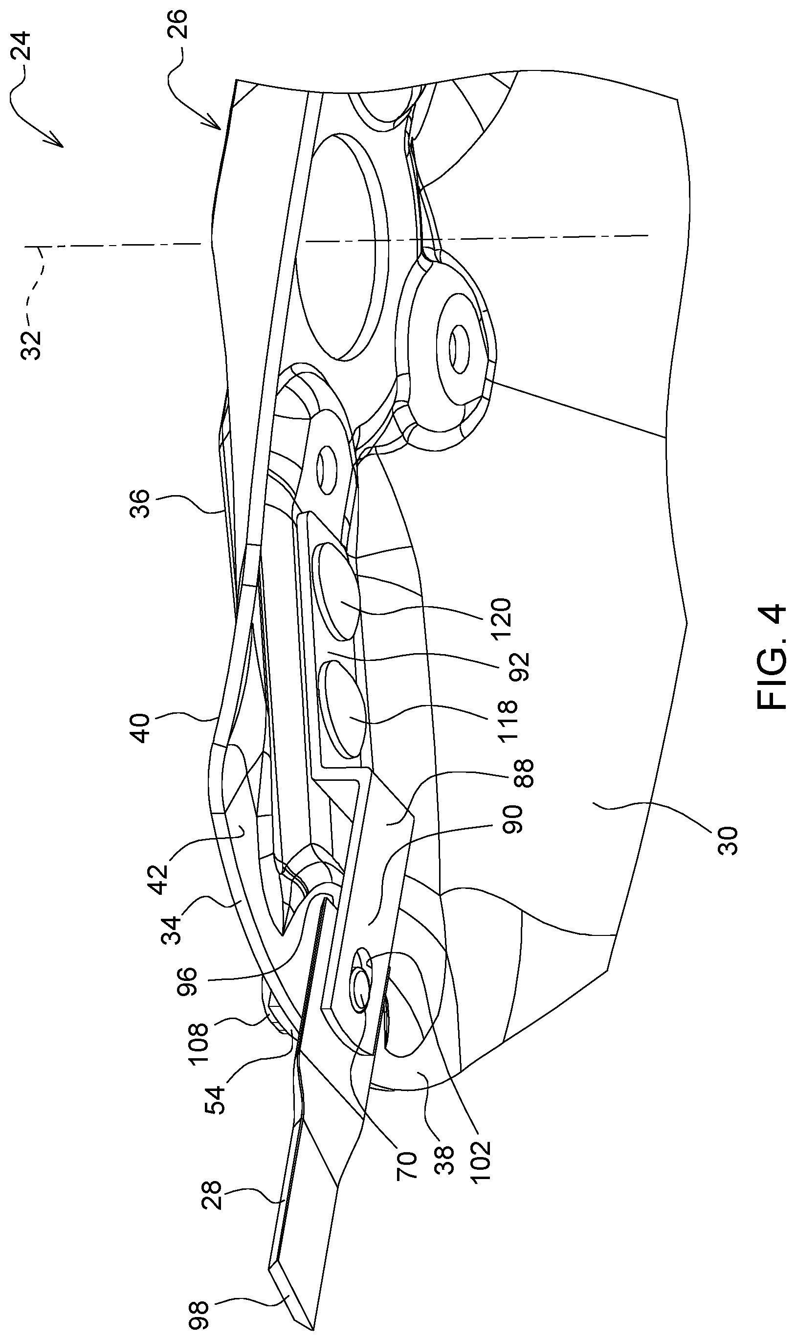Patent US12317775 Figure 4 – Rotary mower system and method of attaching a knife to a mower disc thereof