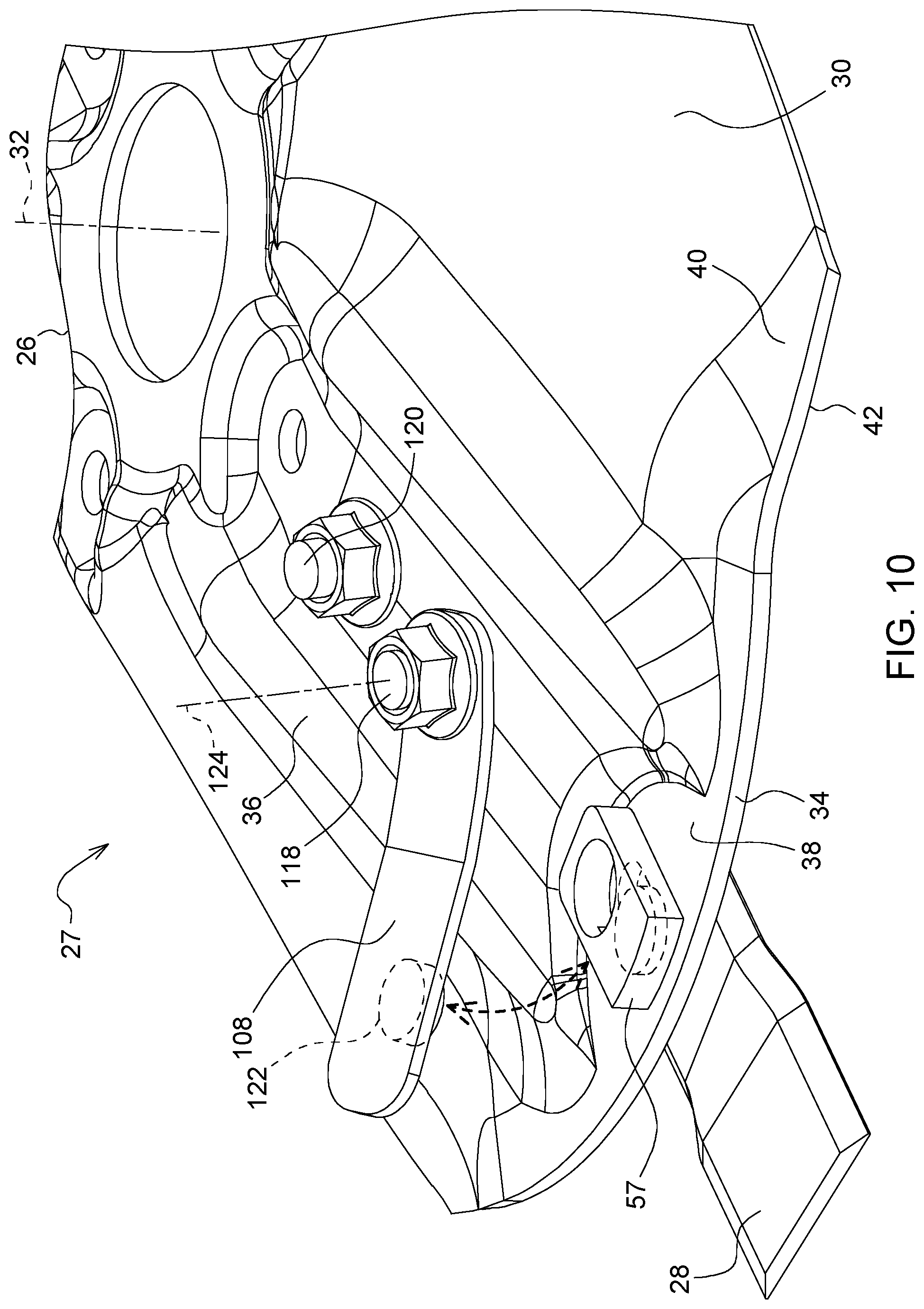 Patent US12317775 Figure 10 – Rotary mower system and method of attaching a knife to a mower disc thereof
