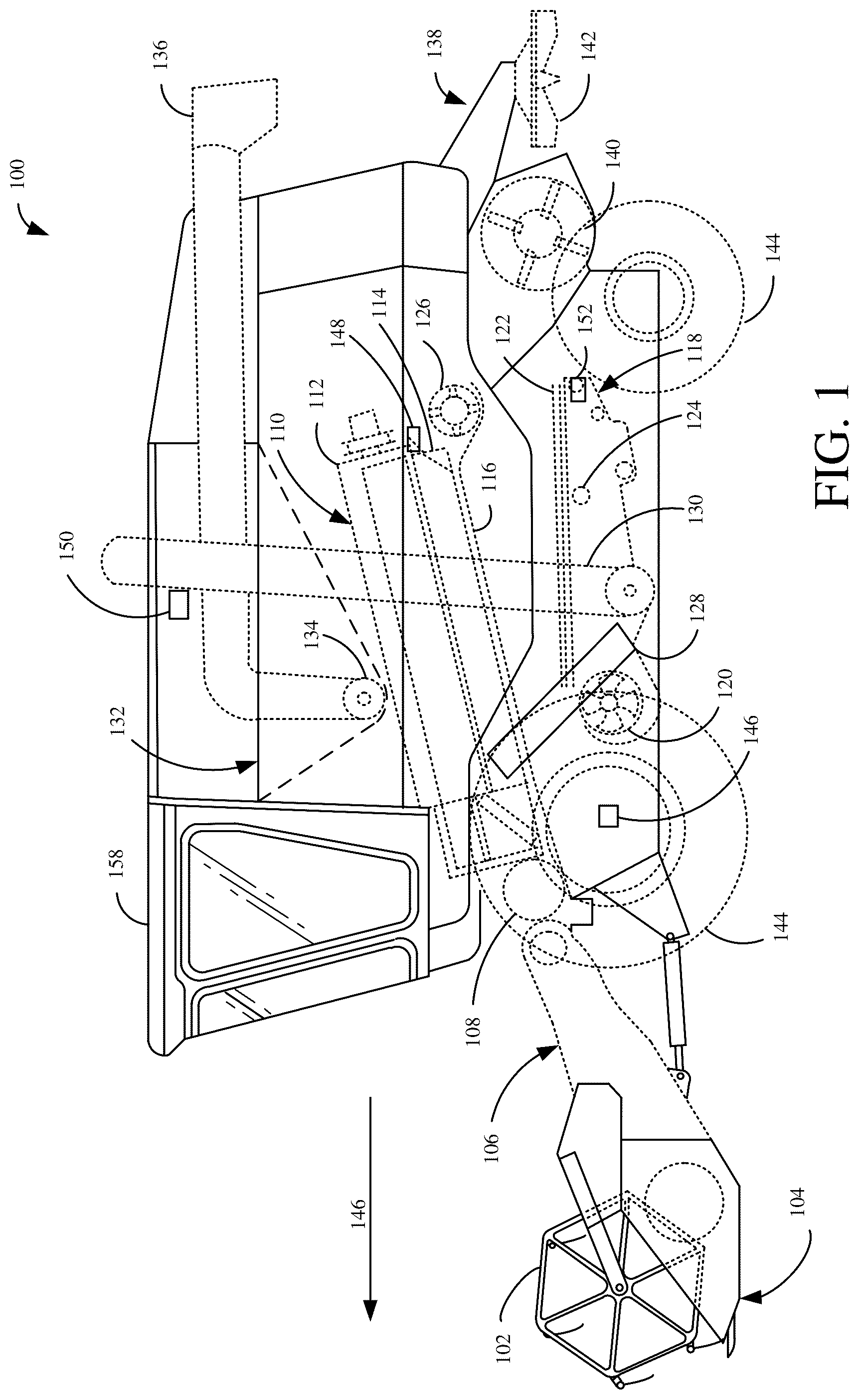 Patent US12317776 Figure 1 – Harvesting machine haulage vehicle coordination control