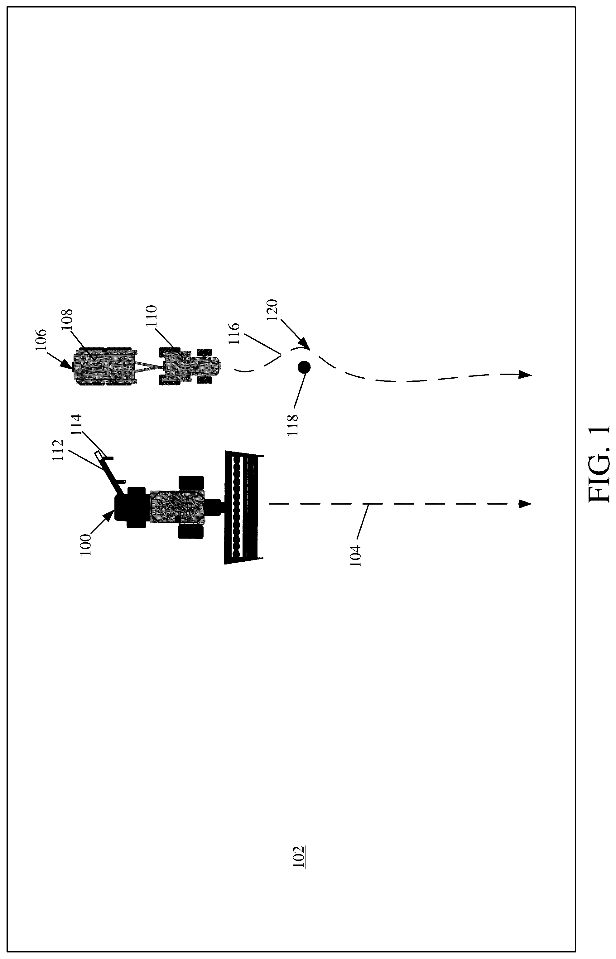 Patent US12317777 Figure 1 – Harvester unloading control system